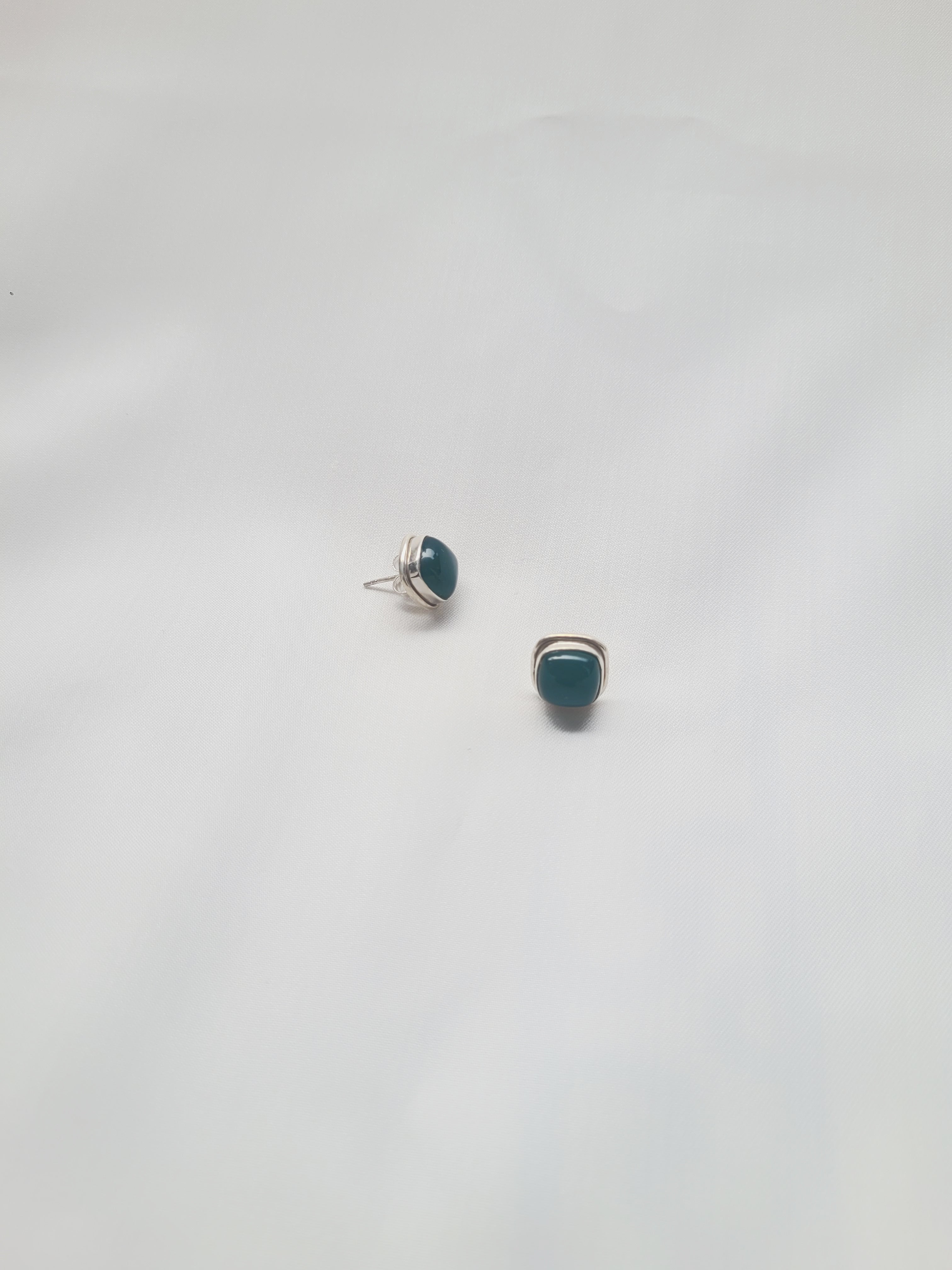 Emerald Glow Studs 92.5 Silver Studs - Handcrafted