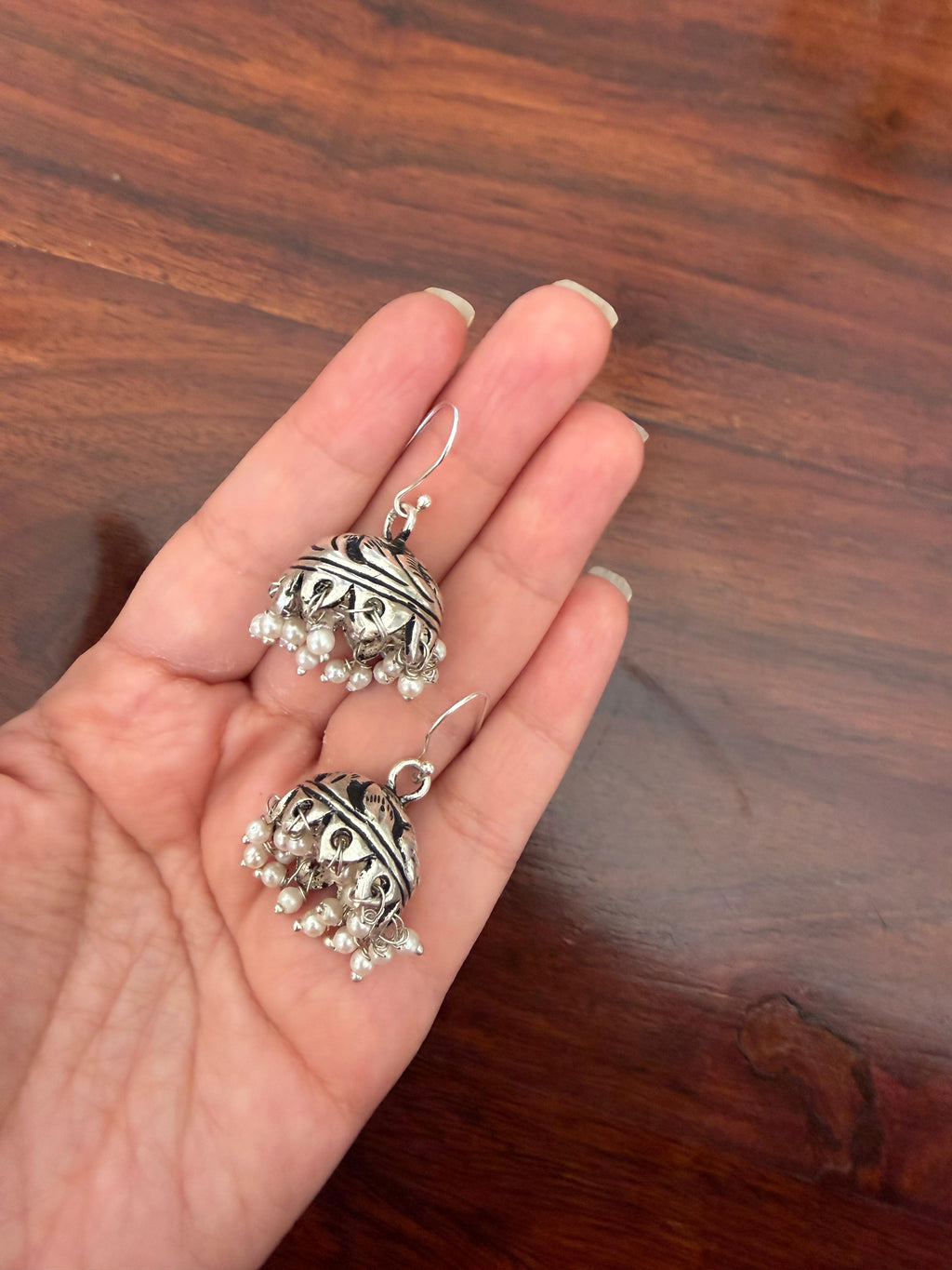 Kamalika Chitai Jhumkas 925 Silver 3-in-1 Earrings - Handcrafted