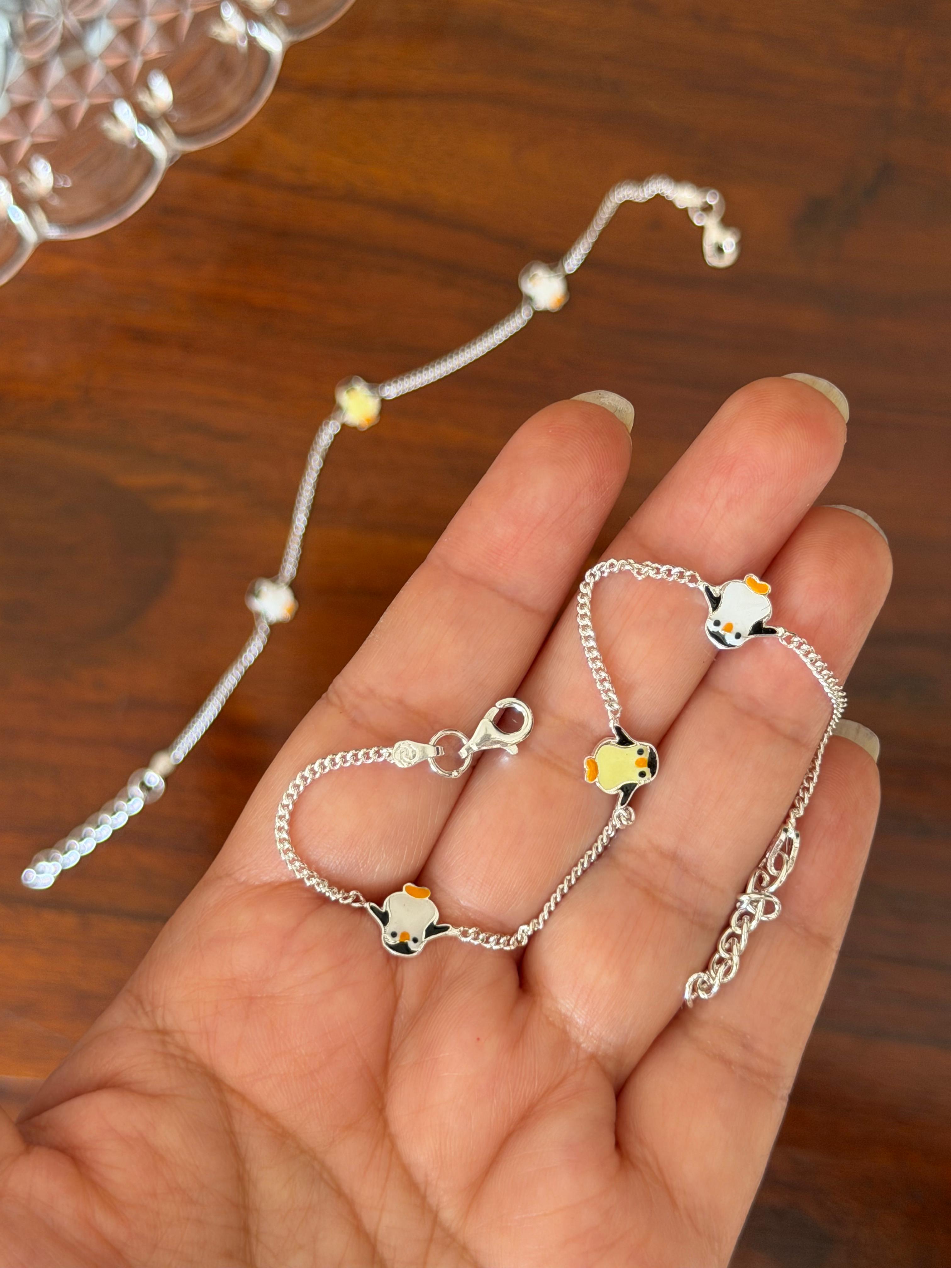 Penguin Little Steps - 92.5 Silver Anklets for Kids