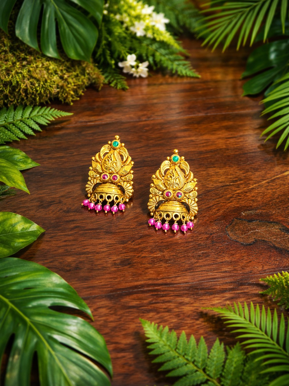 Shrivalli Jhumki - 925 Silver Gold Plated Temple Earrings
