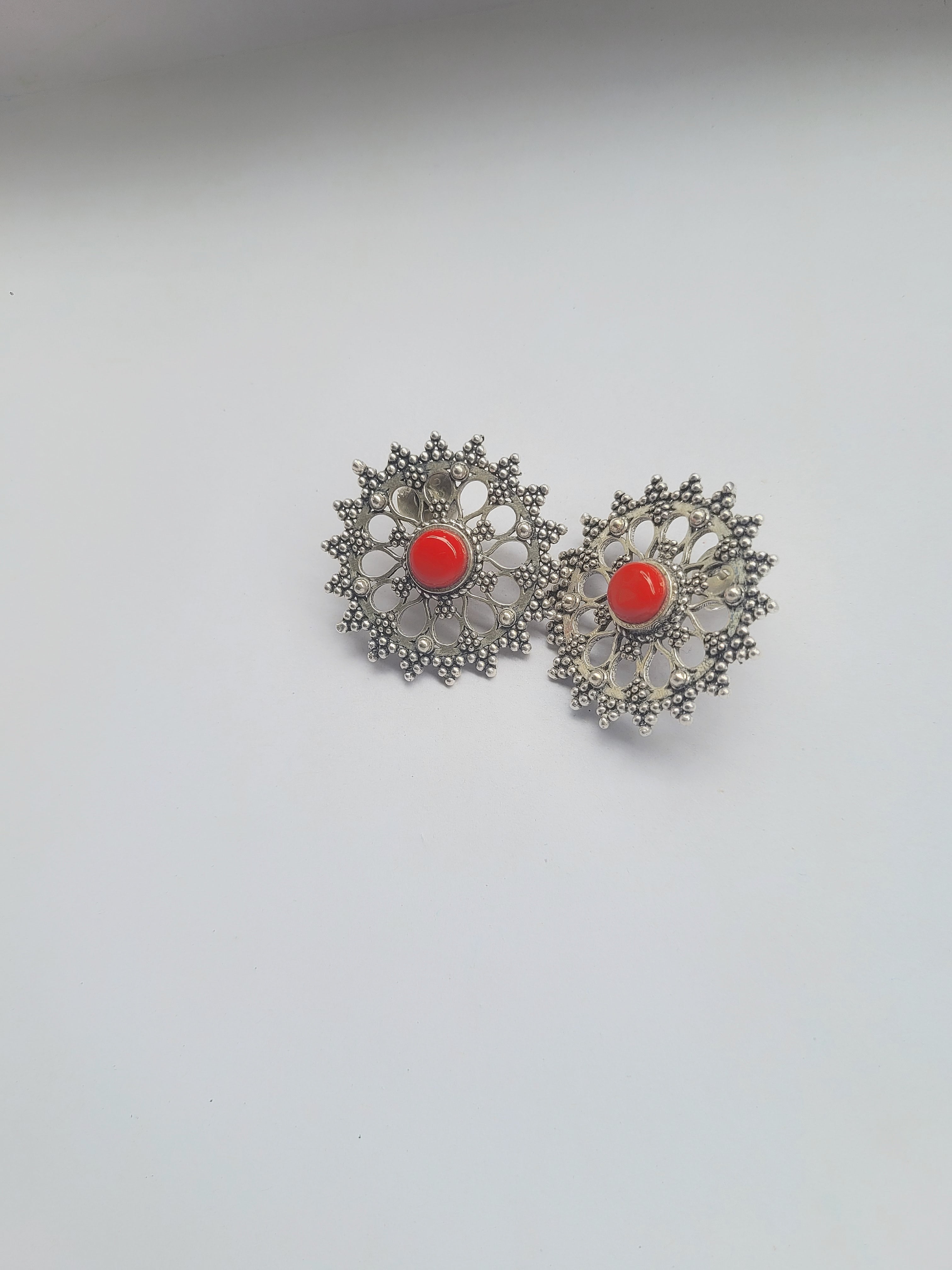 Surangana 92.5 Silver Statement Studs - Handcrafted