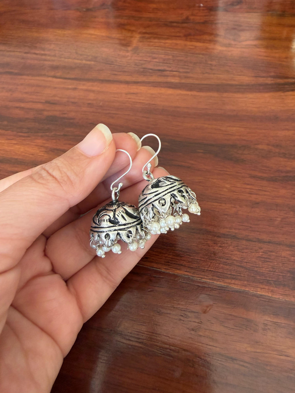 Chitai Jhumkas 92.5 Silver Earrings - Handcrafted