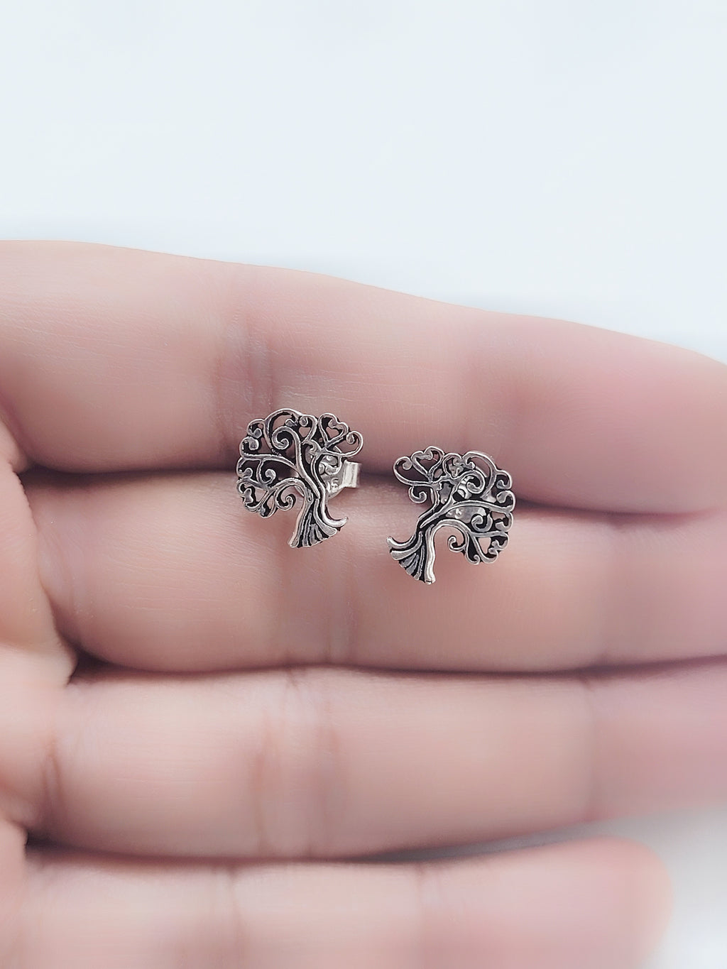 Tree Stud 92.5 Silver Earrings - Handcrafted