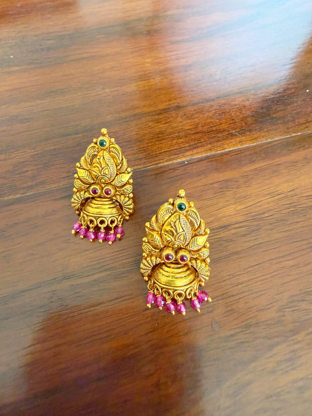 Shrivalli Jhumki - 925 Silver Gold Plated Temple Earrings