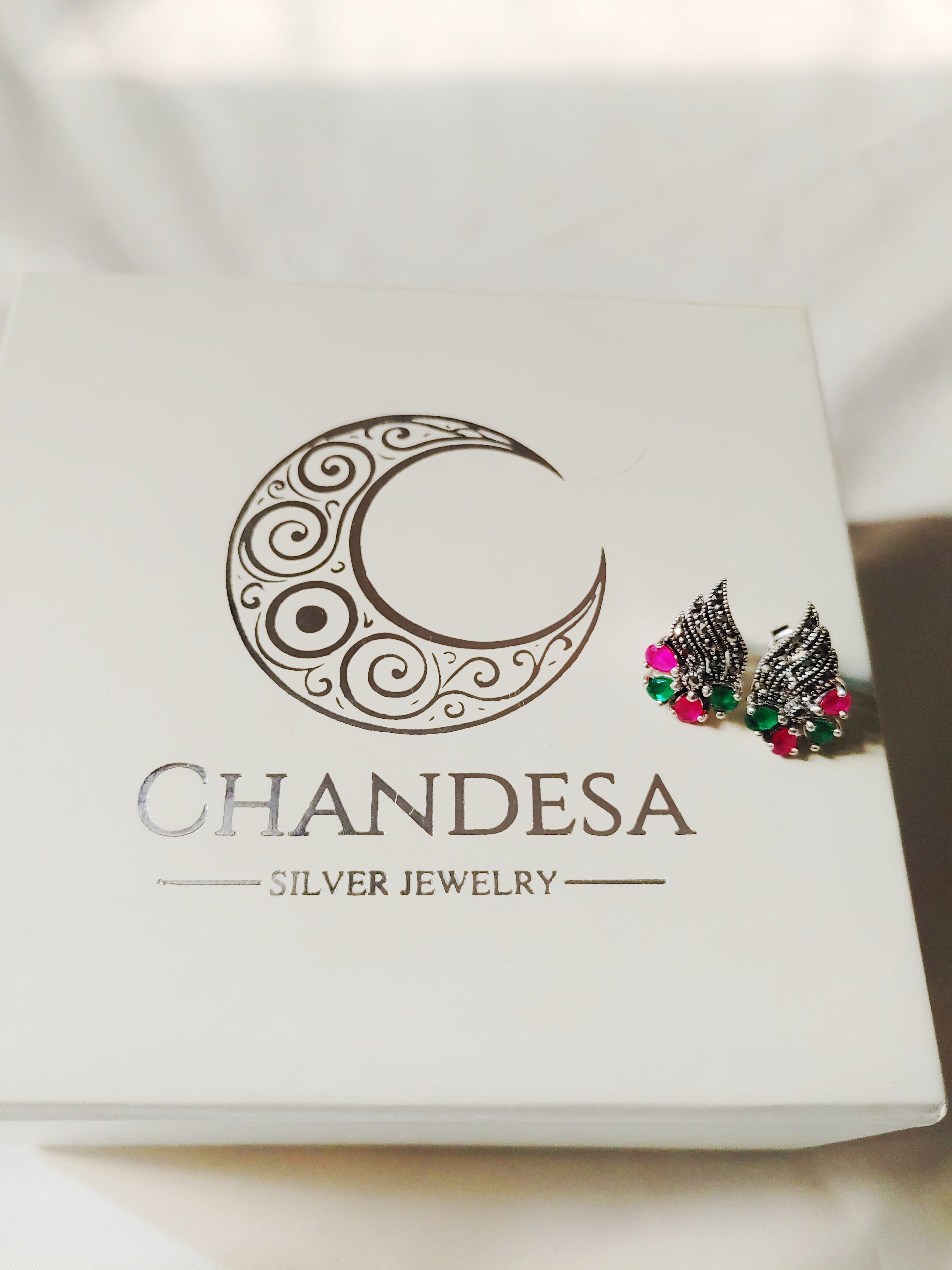 Vintage Wing 92.5 Silver Marcasite Stud Earrings