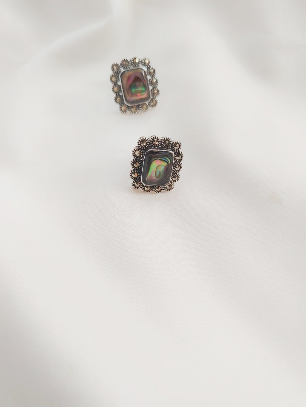 Mayura Glow 92.5 Silver Marcasite Stud Earrings