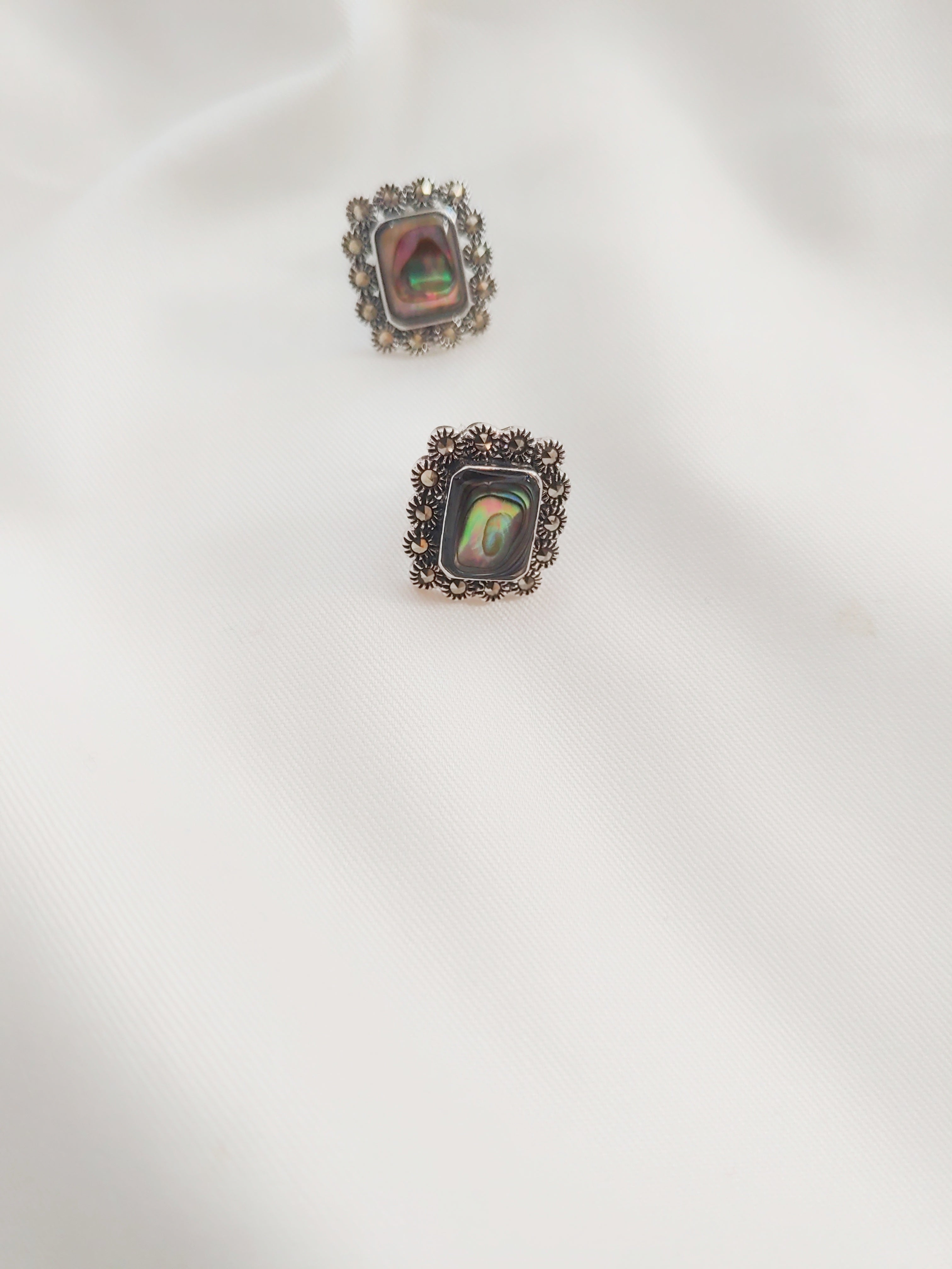 Mayura Glow 92.5 Silver Marcasite Stud Earrings