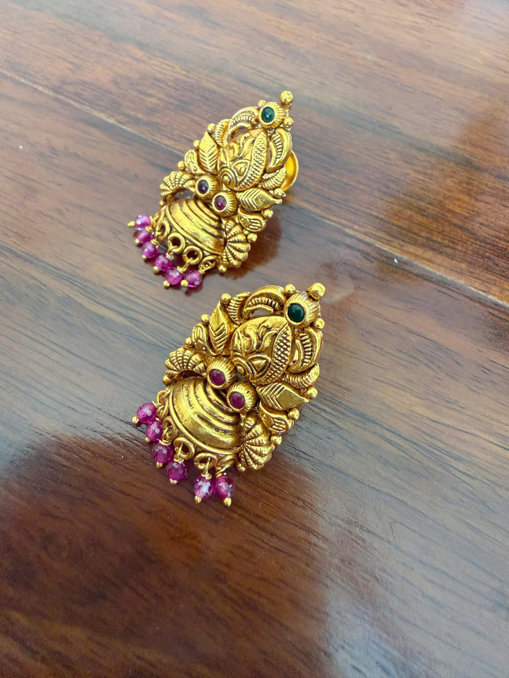Shrivalli Jhumki - 925 Silver Gold Plated Temple Earrings