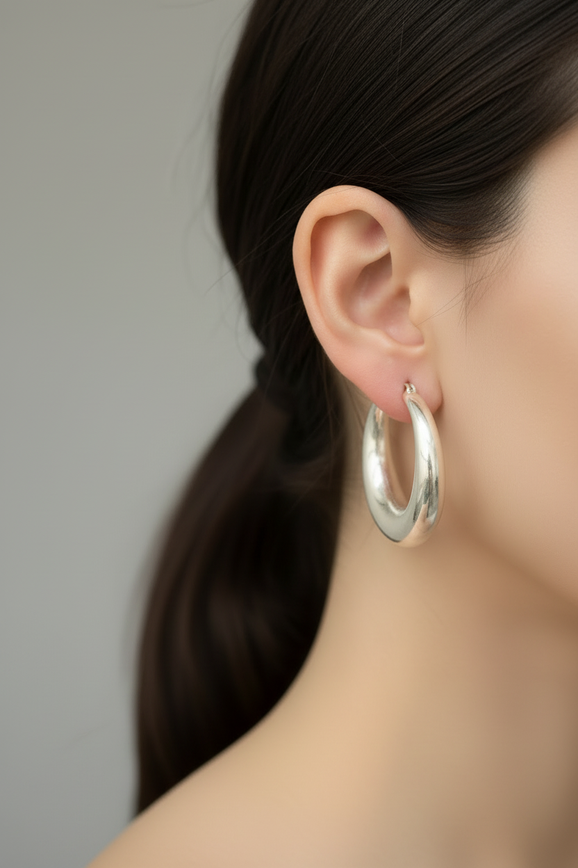 Chandrika Bell 92.5 Silver Statement Hoop Earrings