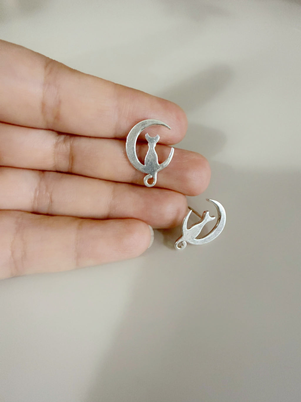 Meow Melon - 925 Silver Handcrafted Cat Stud Earrings