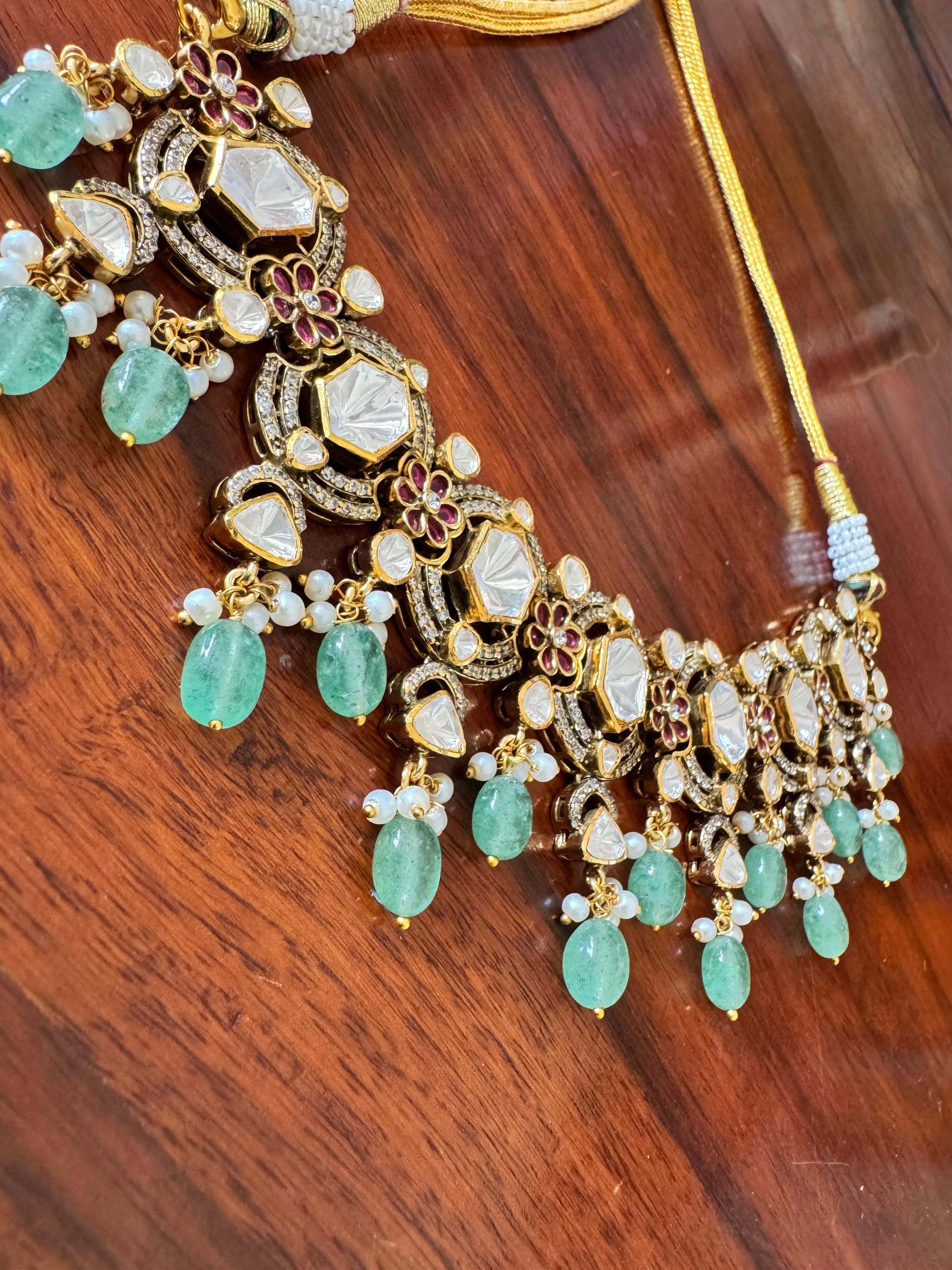 Naaz - Gold Plated 92.5 Silver Necklace Set - Handcrafted