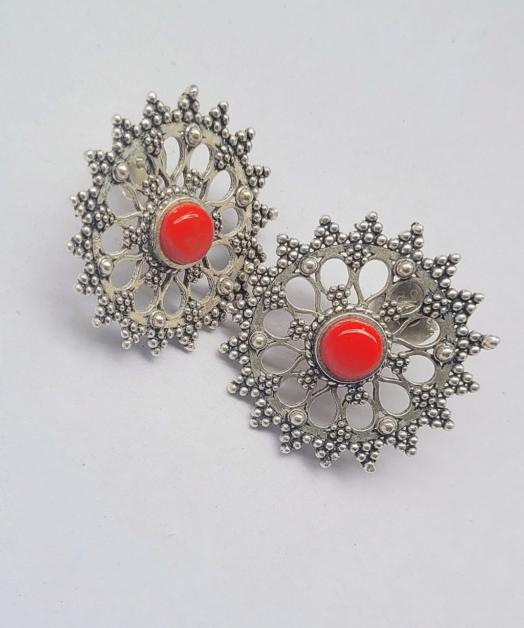Surangana 92.5 Silver Statement Studs - Handcrafted