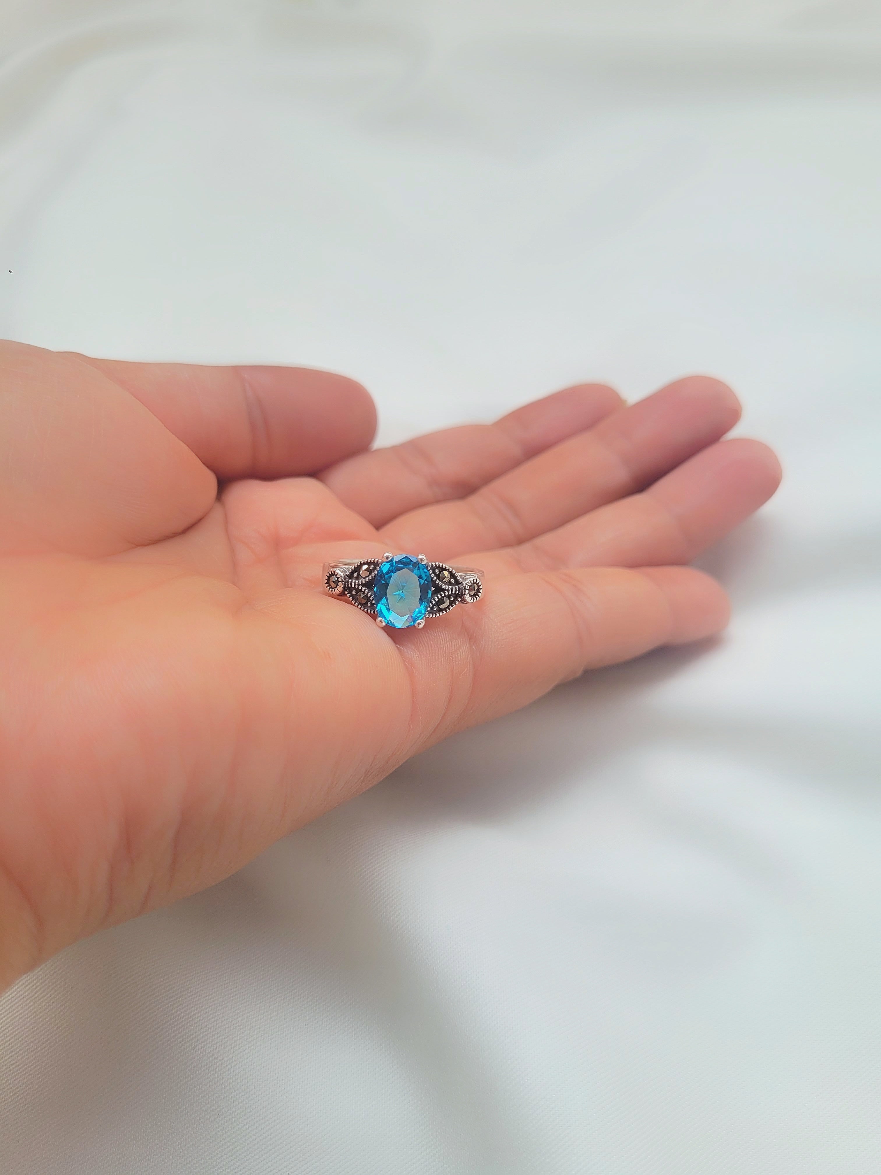 Marcasite Ocean Flame 92.5 Silver Ring