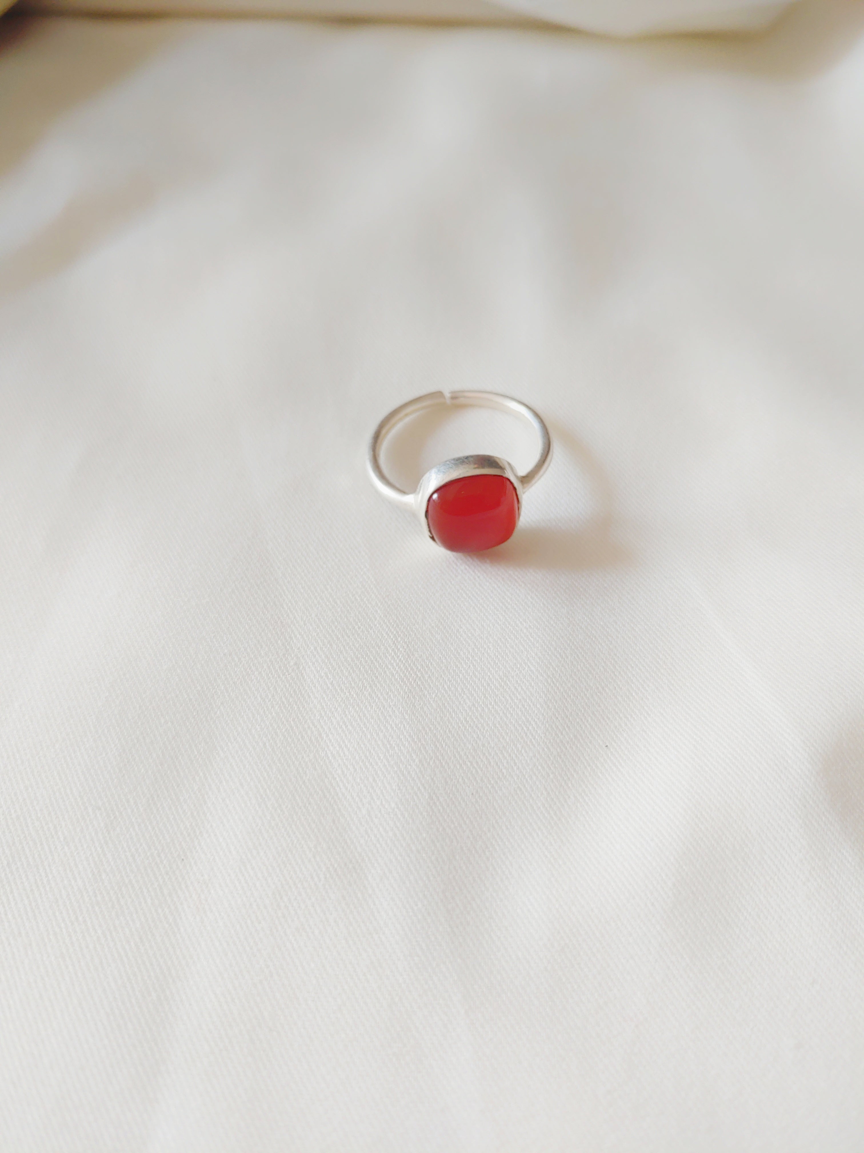 Agni Red Onyx Stone 92.5 Silver Adjustable Ring