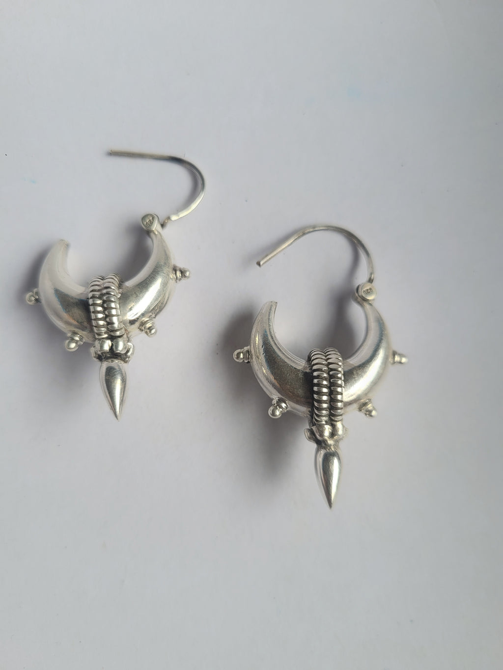 Chandrika Crescent Dagger 92.5 Silver Statement Hoop Earrings