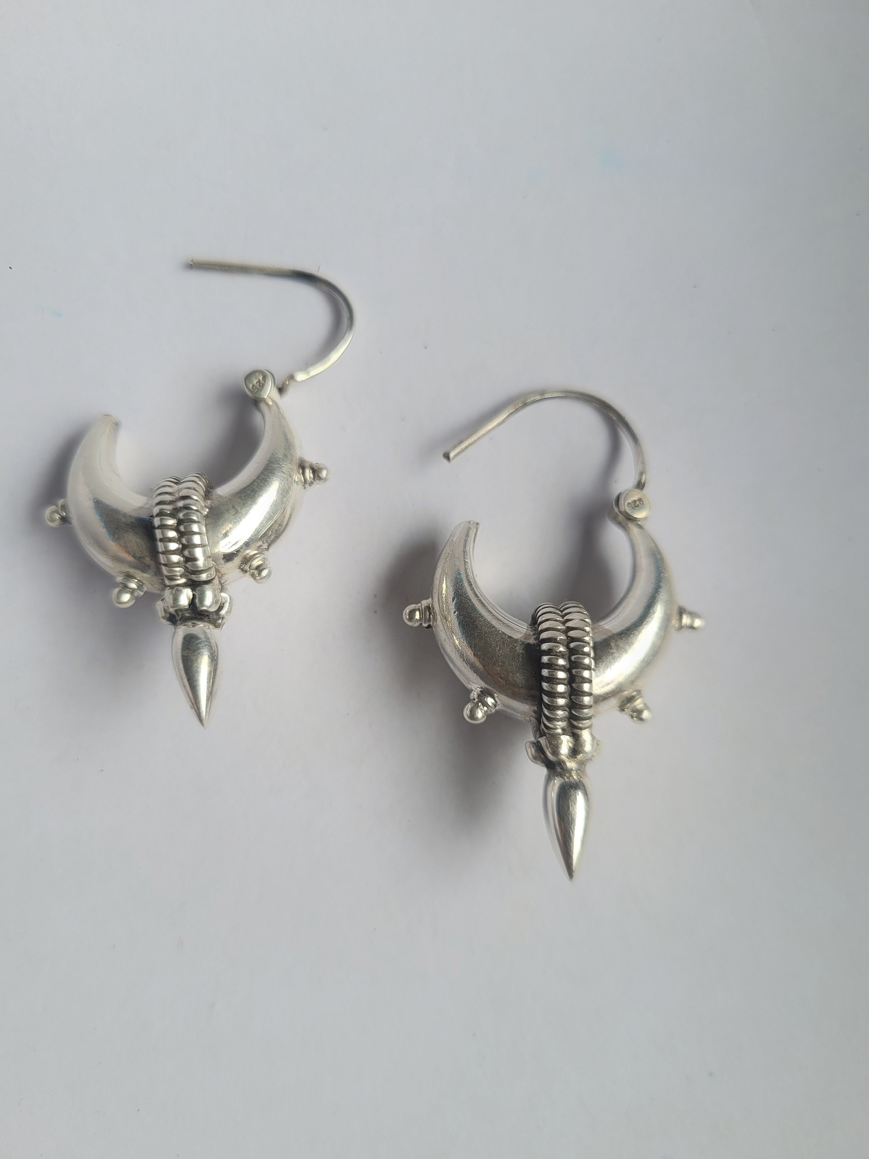 Chandrika Crescent Dagger 92.5 Silver Statement Hoop Earrings