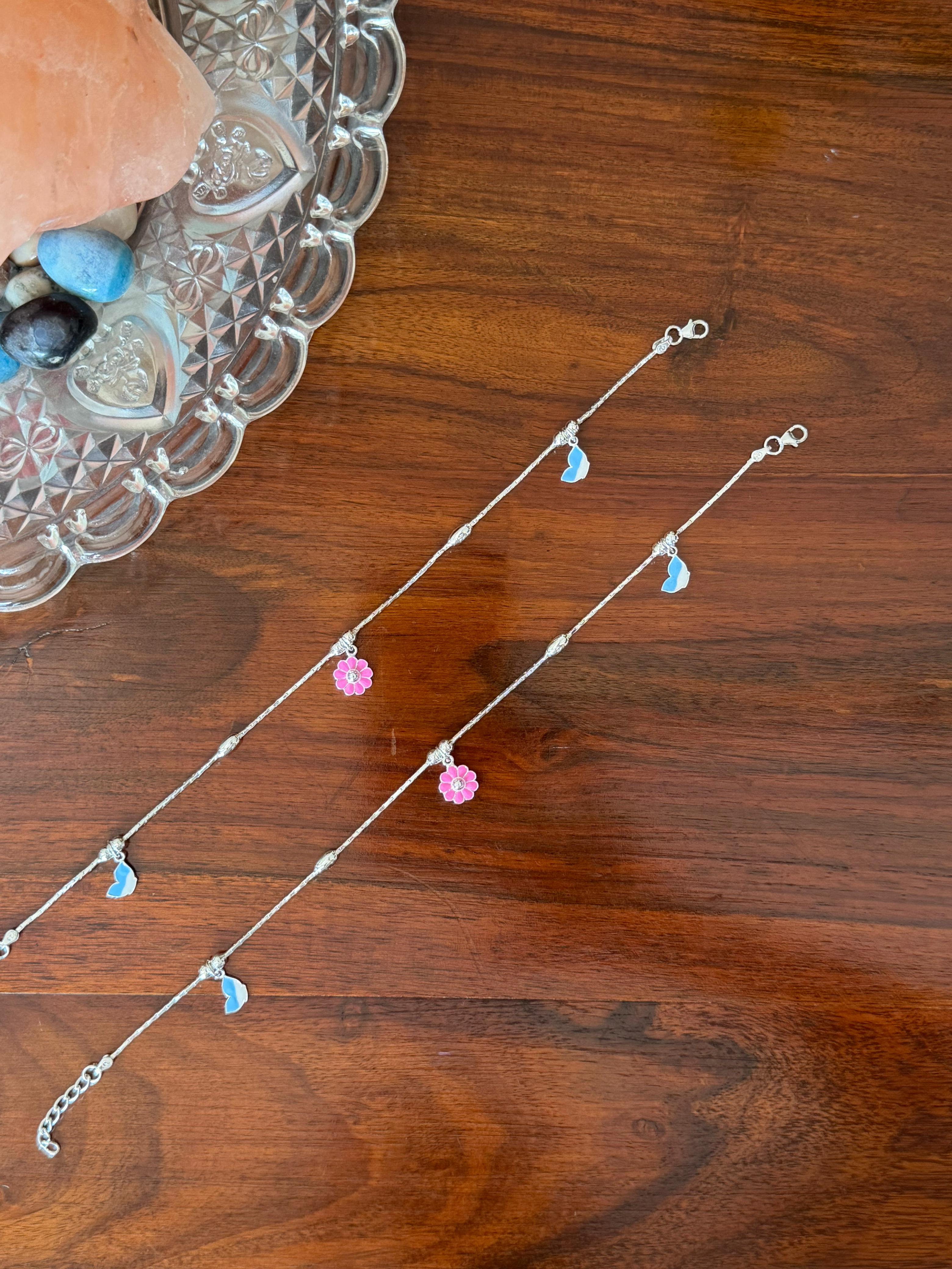 Kusumpari 92.5 Lightweight Silver Anklet - Pair