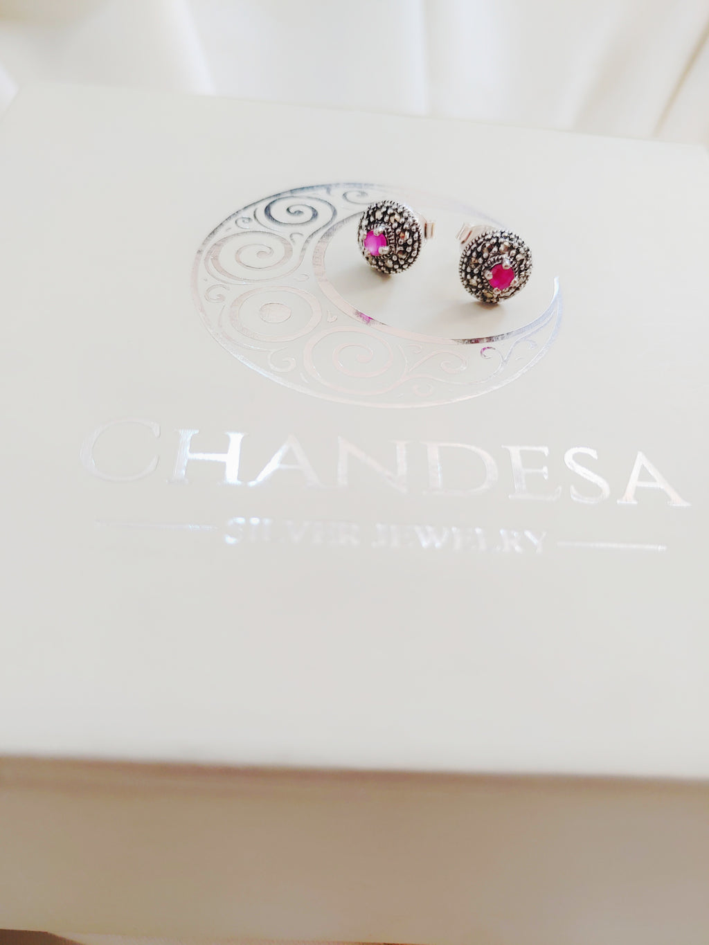 Rosea Dome 92.5 Silver Marcasite Stud Earrings