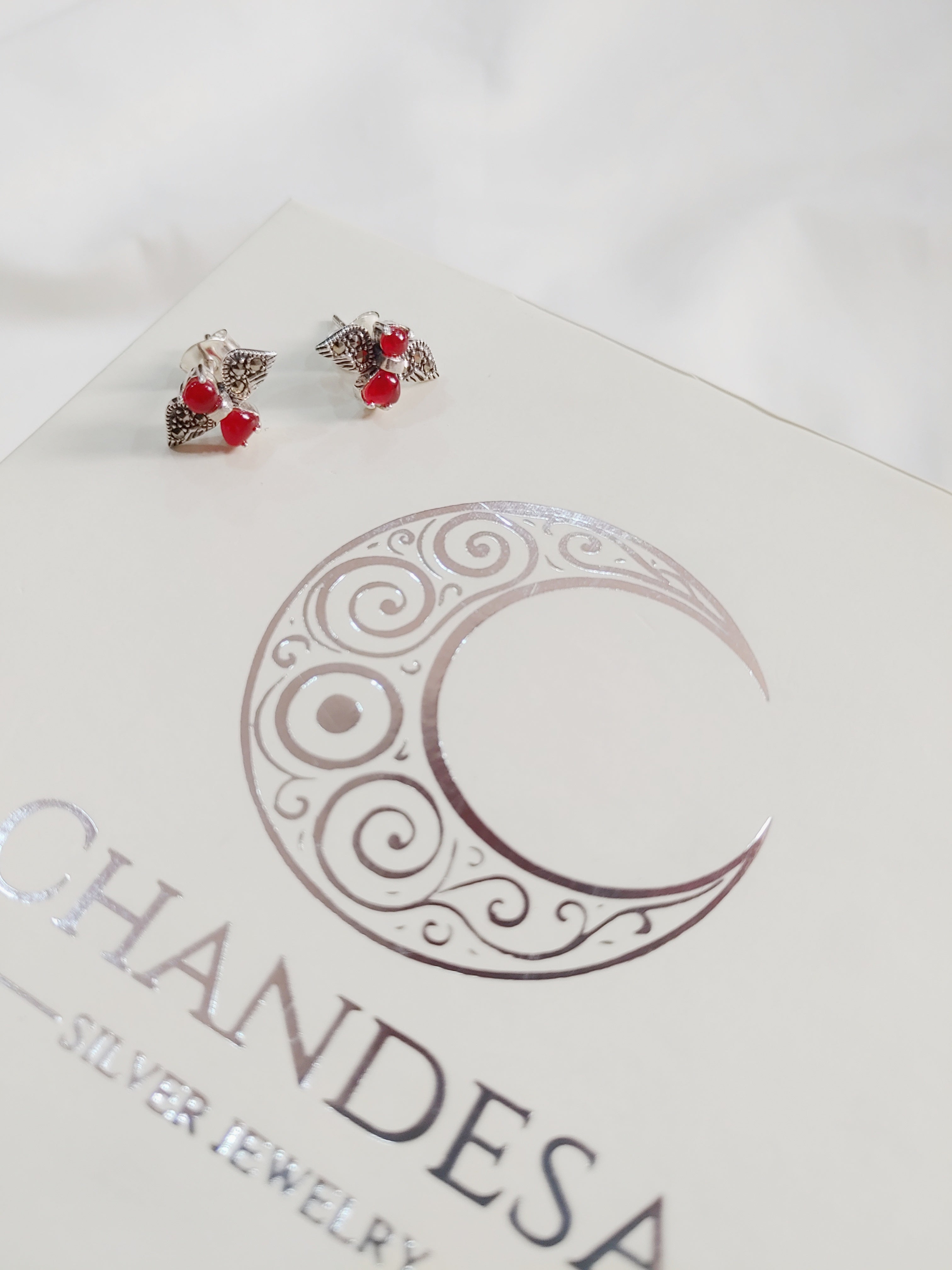 Angel Wing 92.5 Silver Marcasite Stud Earrings