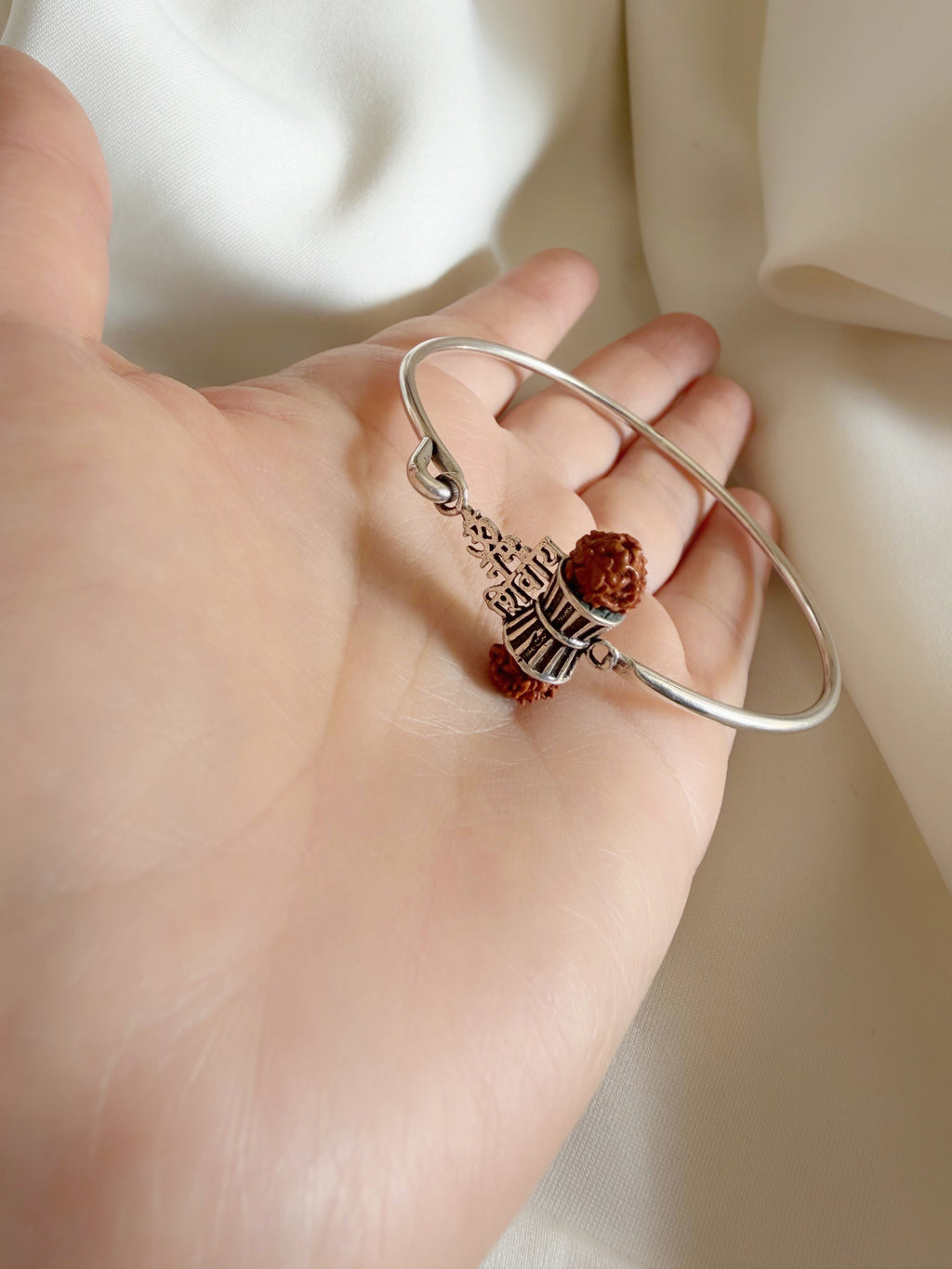 Rudratva Harmony Rudraksha - Shiva 925 Silver Handcrafted Openable Bracelet