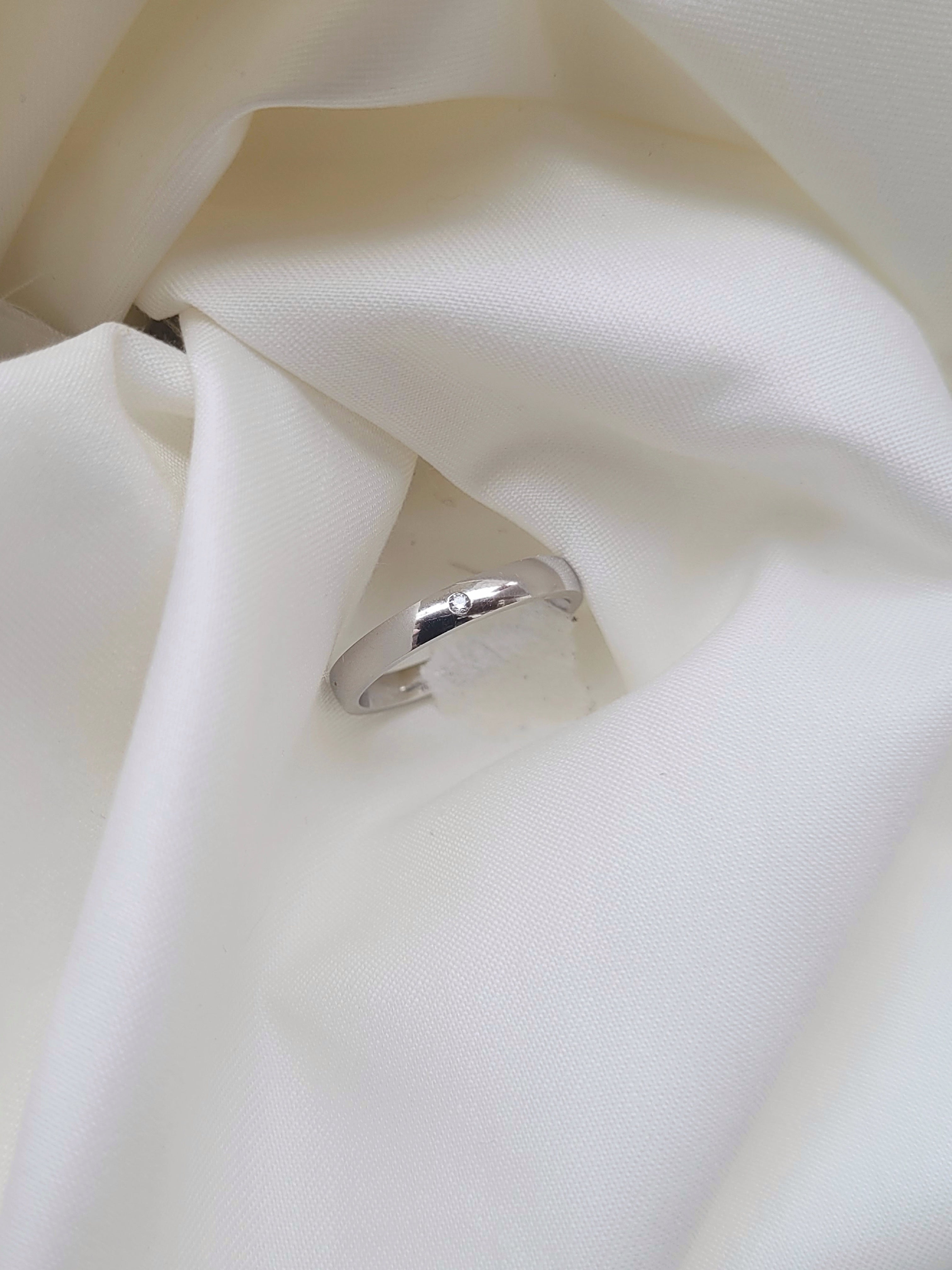 CZ Studded Plain Band 92.5 Silver Ring