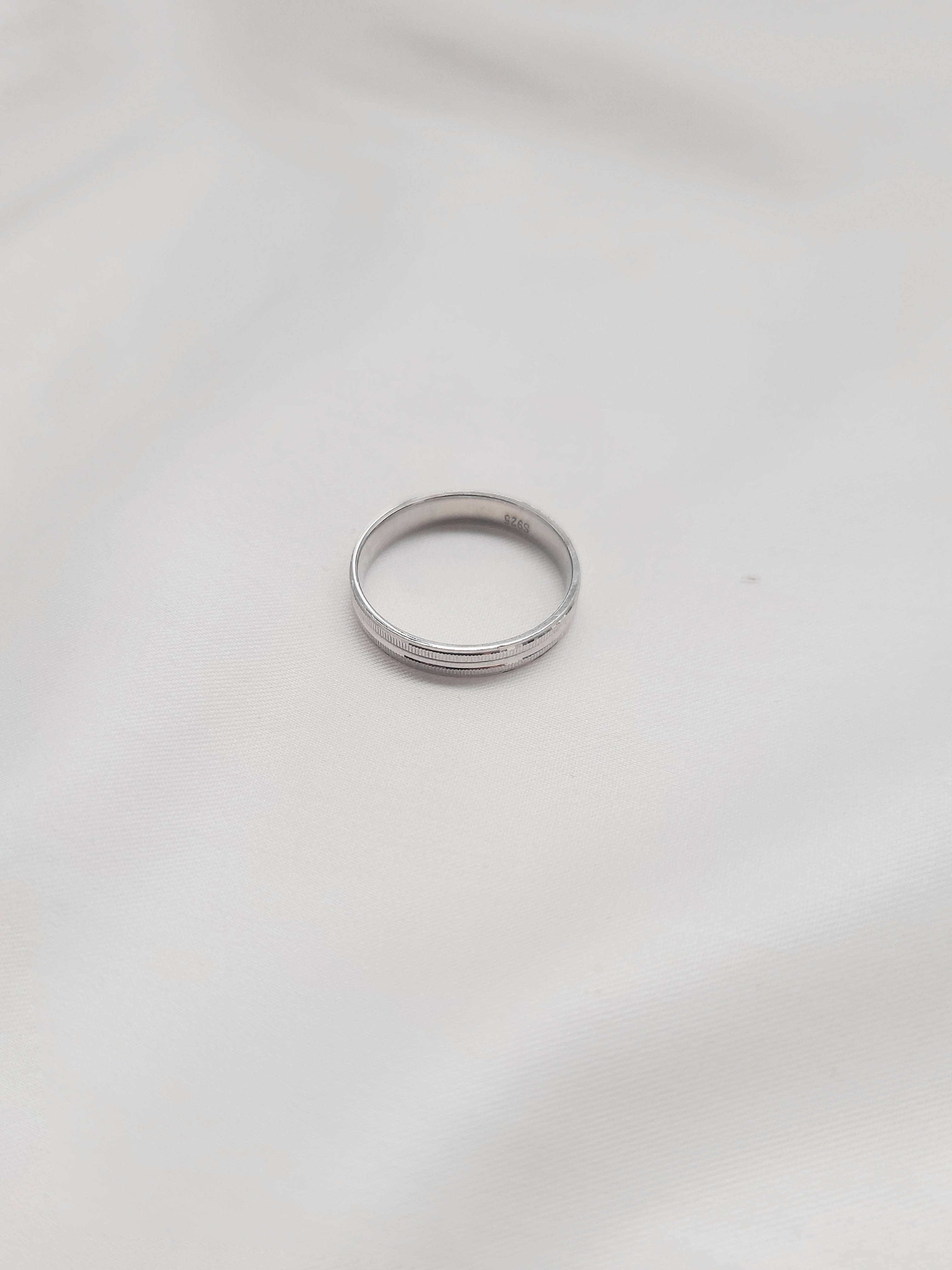 Twin Groove Band 92.5 Silver Men's Ring