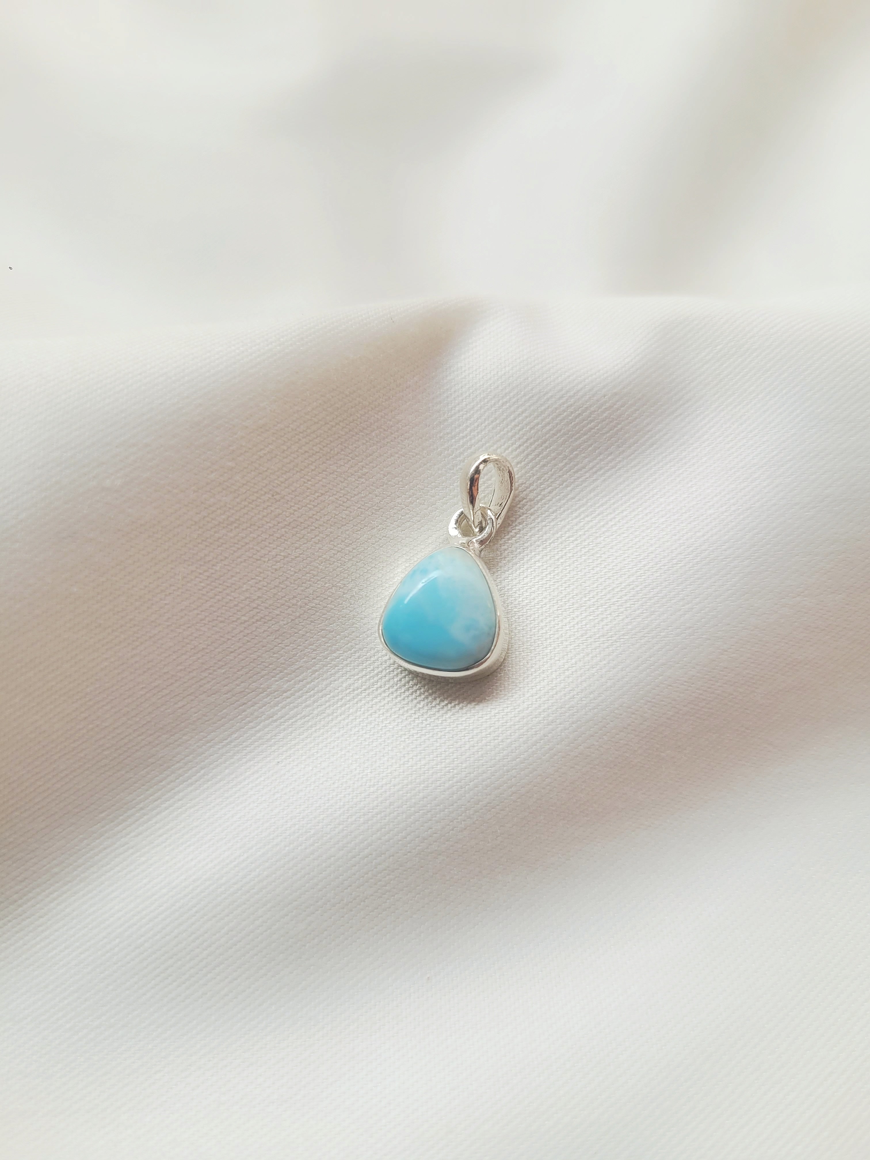 Larimar Teardrop 92.5 Silver Pendant (Without Chain)