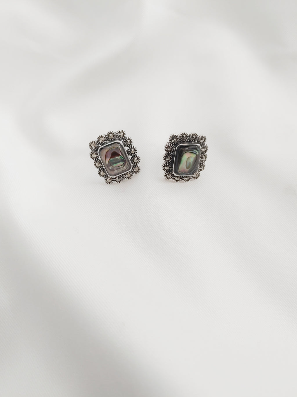 Mayura Glow 92.5 Silver Marcasite Stud Earrings