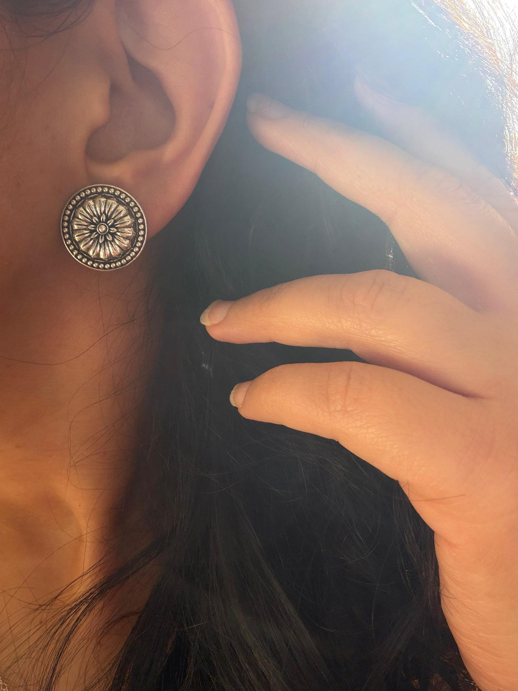 Mandala Chitai Jhumkas 925 Silver 3-in-1 Earrings - Handcrafted