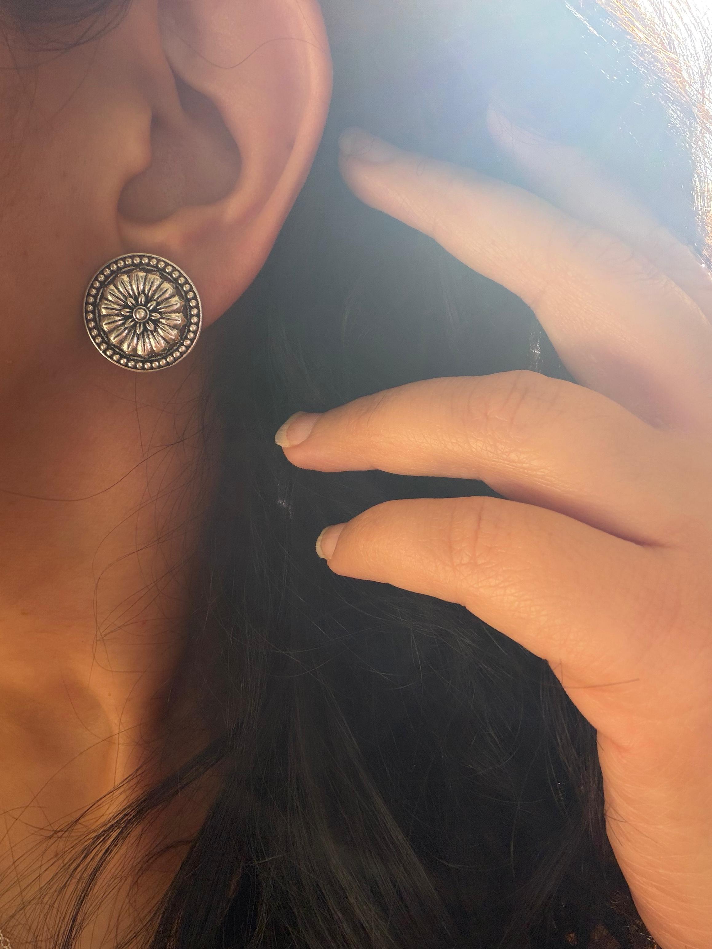 Mandala Chitai Jhumkas 92.5 Silver 3-in-1 Earrings - Handcrafted