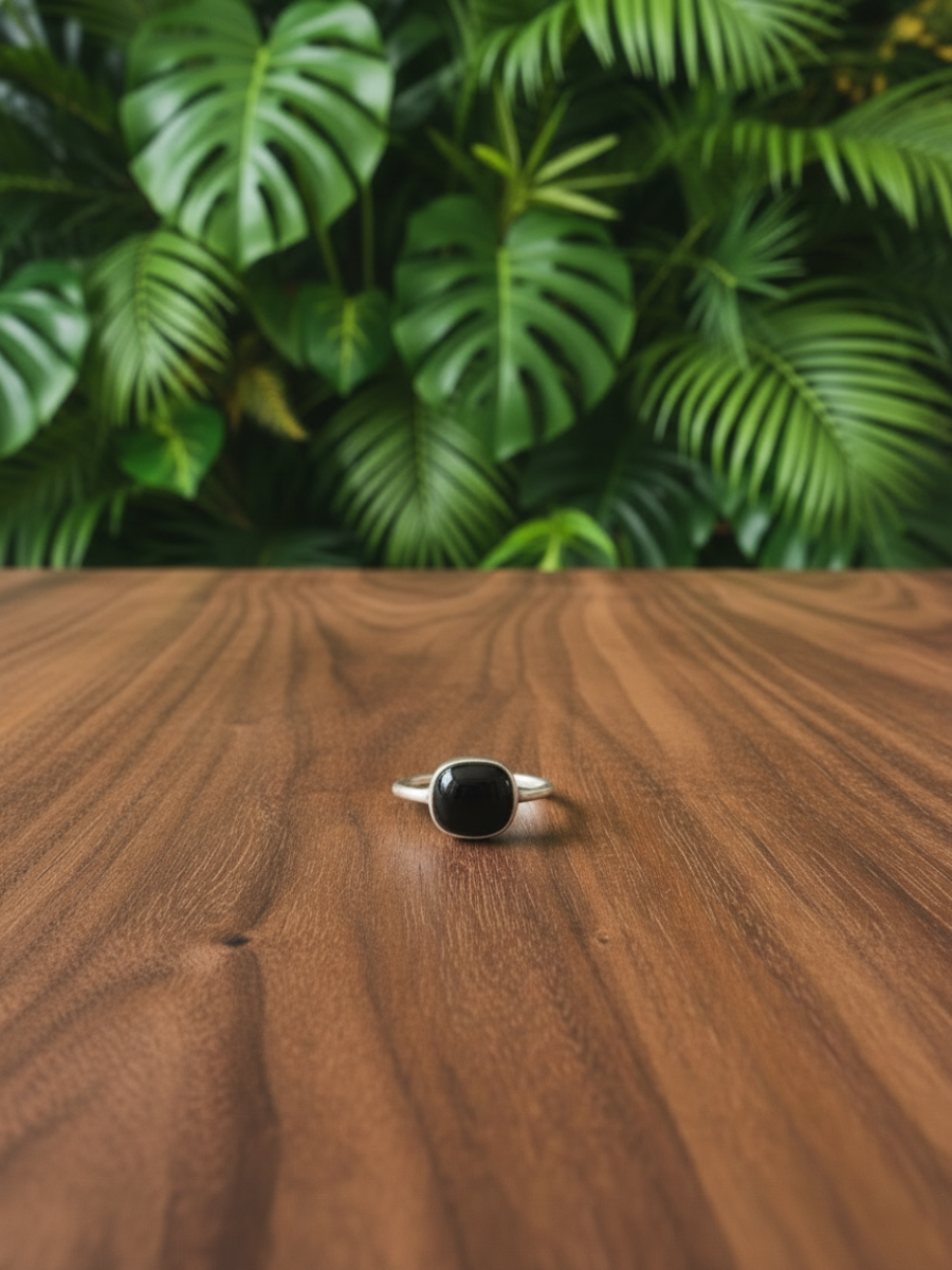 Aghor Black Onyx Stone 925 Silver Adjustable Ring