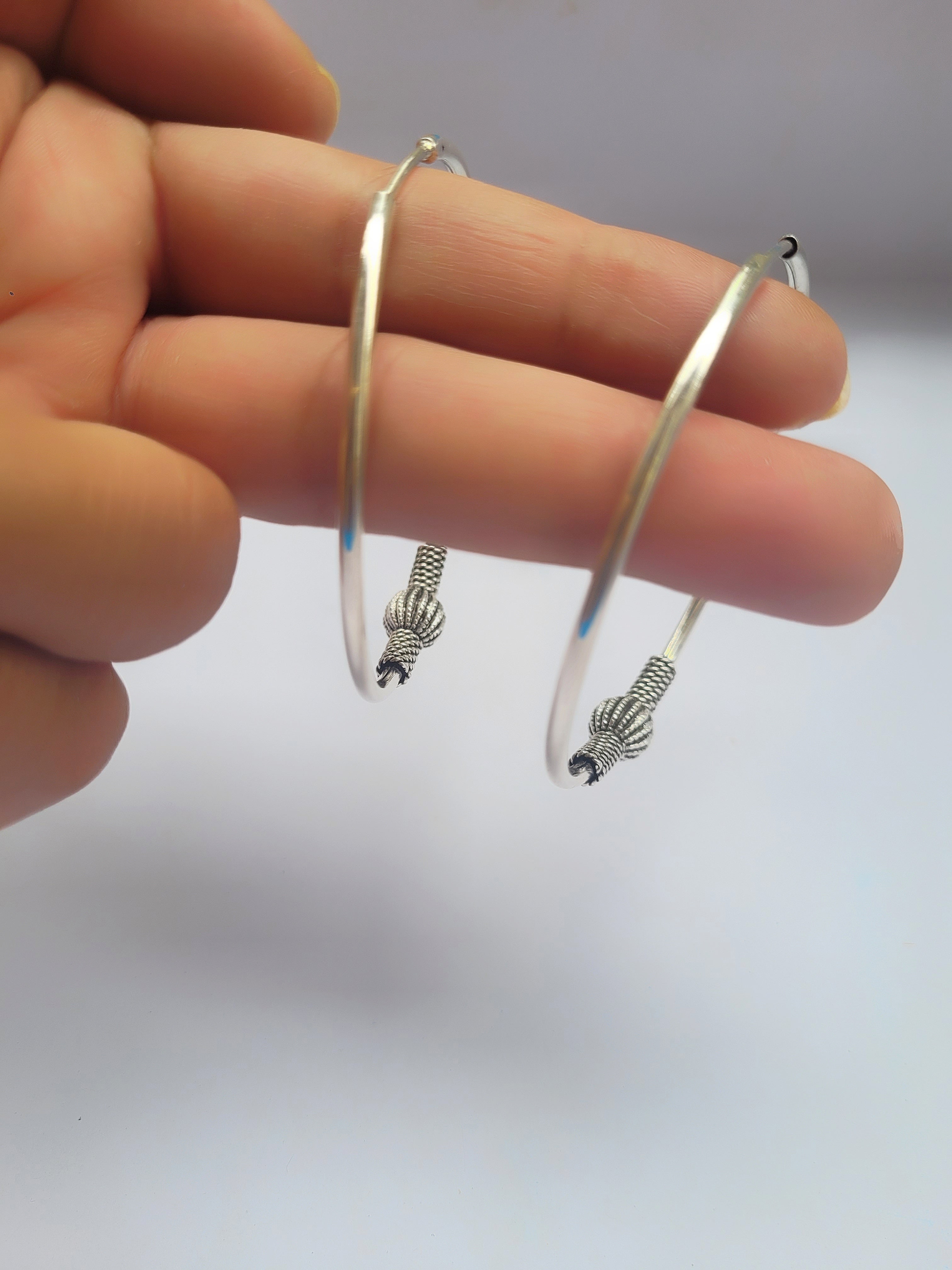 Vritika 92.5 Silver Statement Hoop Earrings