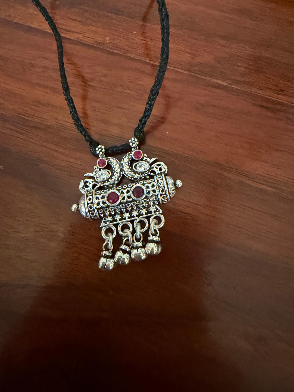 Damini - 925 Silver Handcrafted Mangalsutra With Black Thread - Traditional