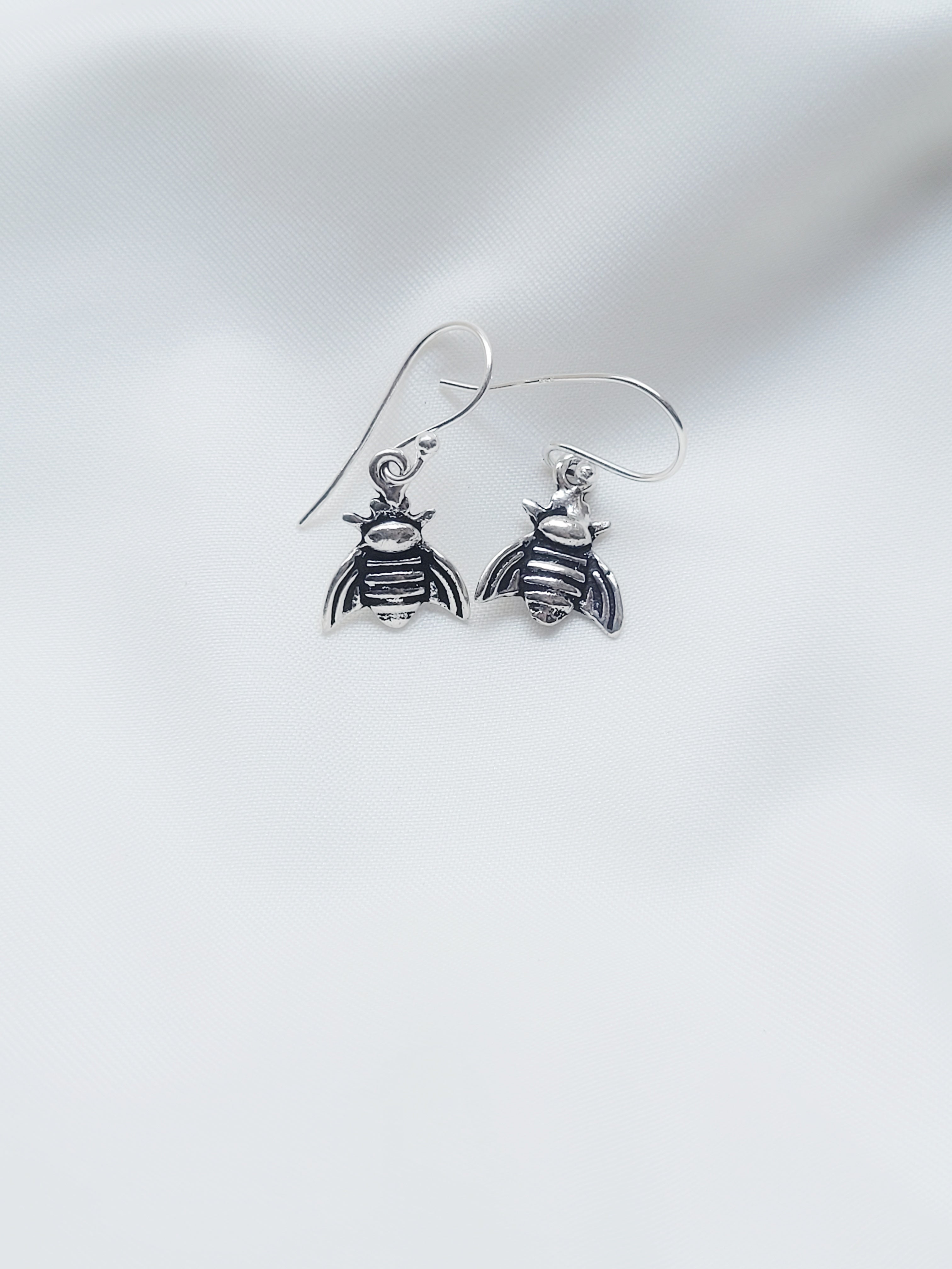 Bee Charm 92.5 Silver Drop Earrings - Handcrafted