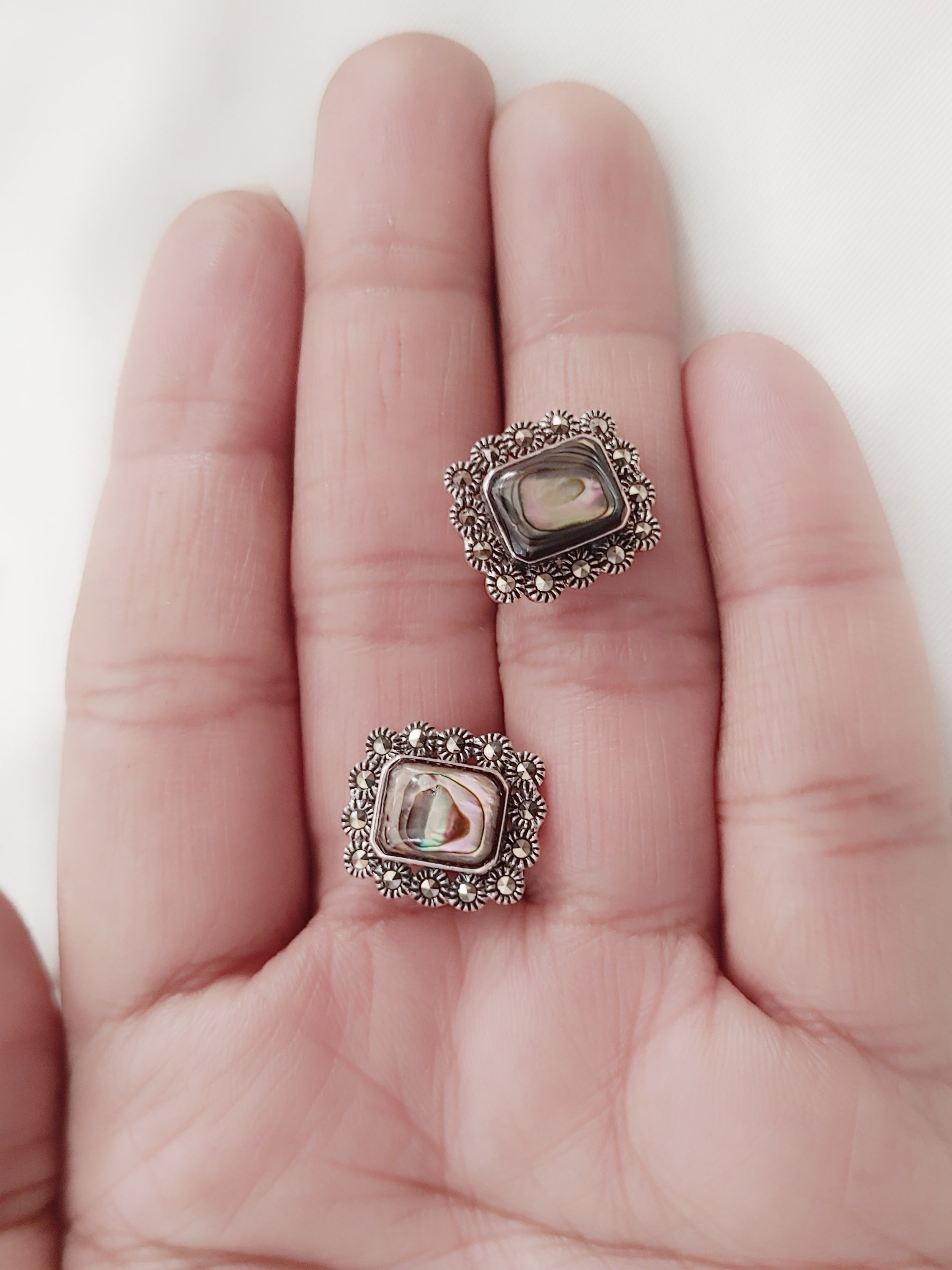 Mayura Glow 92.5 Silver Marcasite Stud Earrings