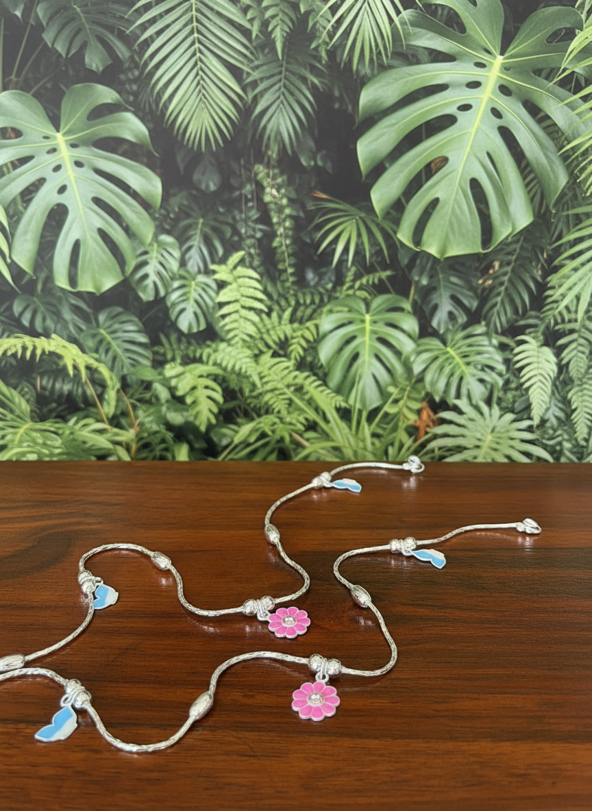 Kusumpari 92.5 Lightweight Silver Anklet - Pair