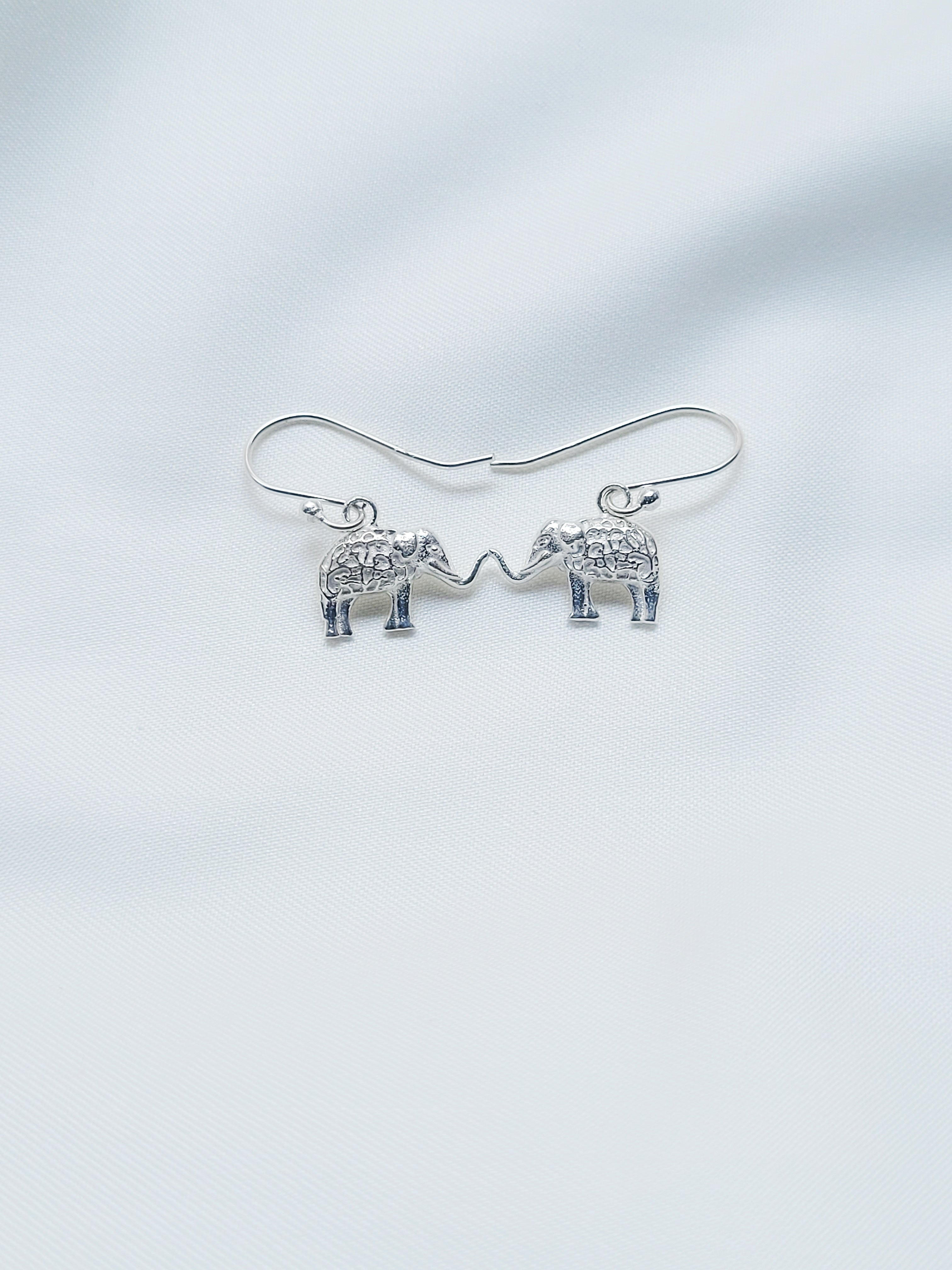 Haathi Shobha 92.5 Silver Drop Earrings - Handcrafted