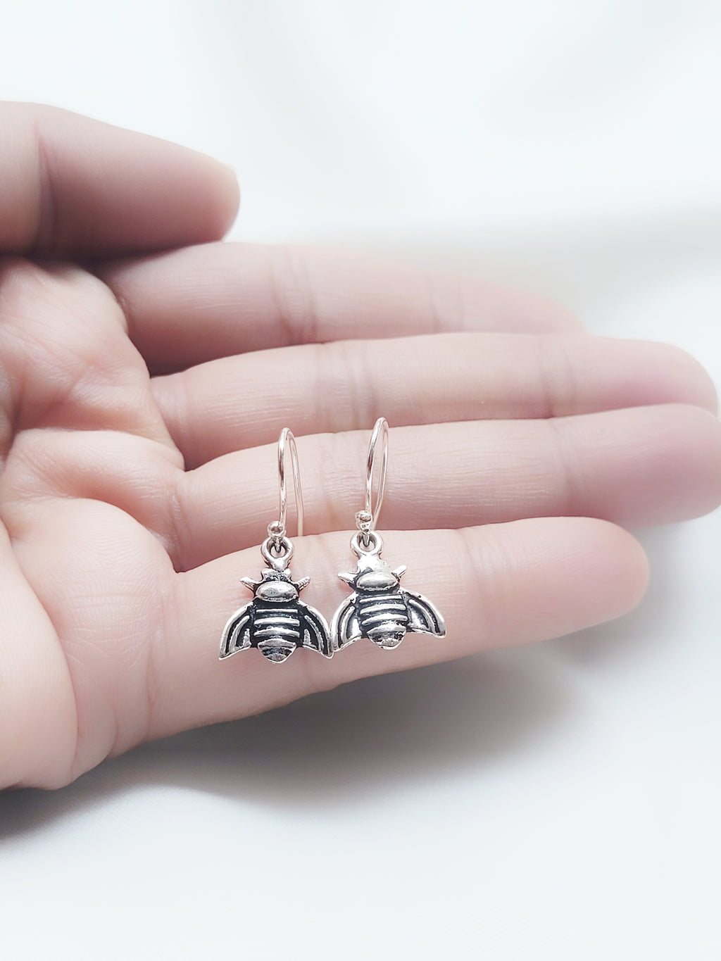 Bee Charm 92.5 Silver Drop Earrings - Handcrafted