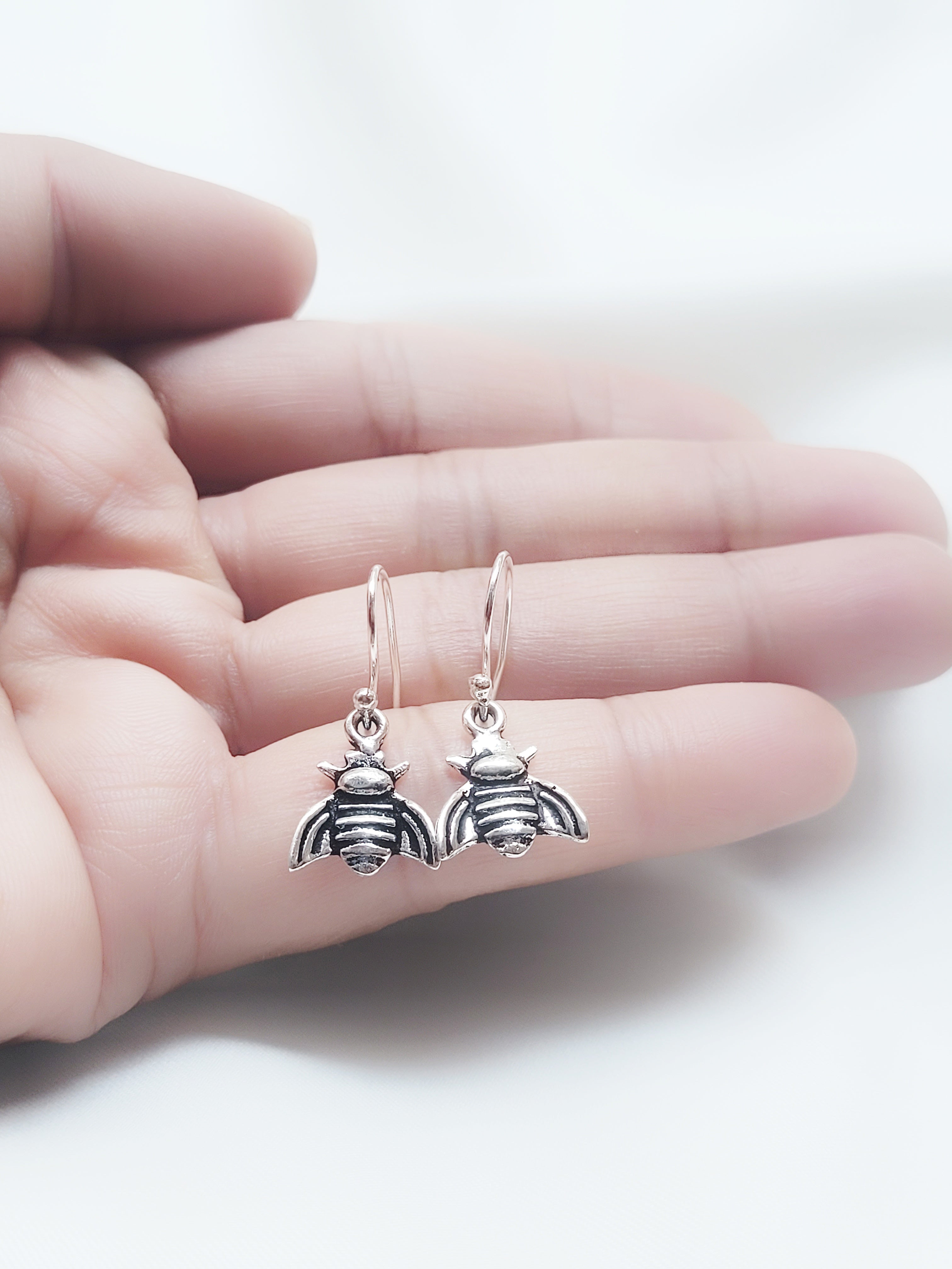 Bee Charm 92.5 Silver Drop Earrings - Handcrafted
