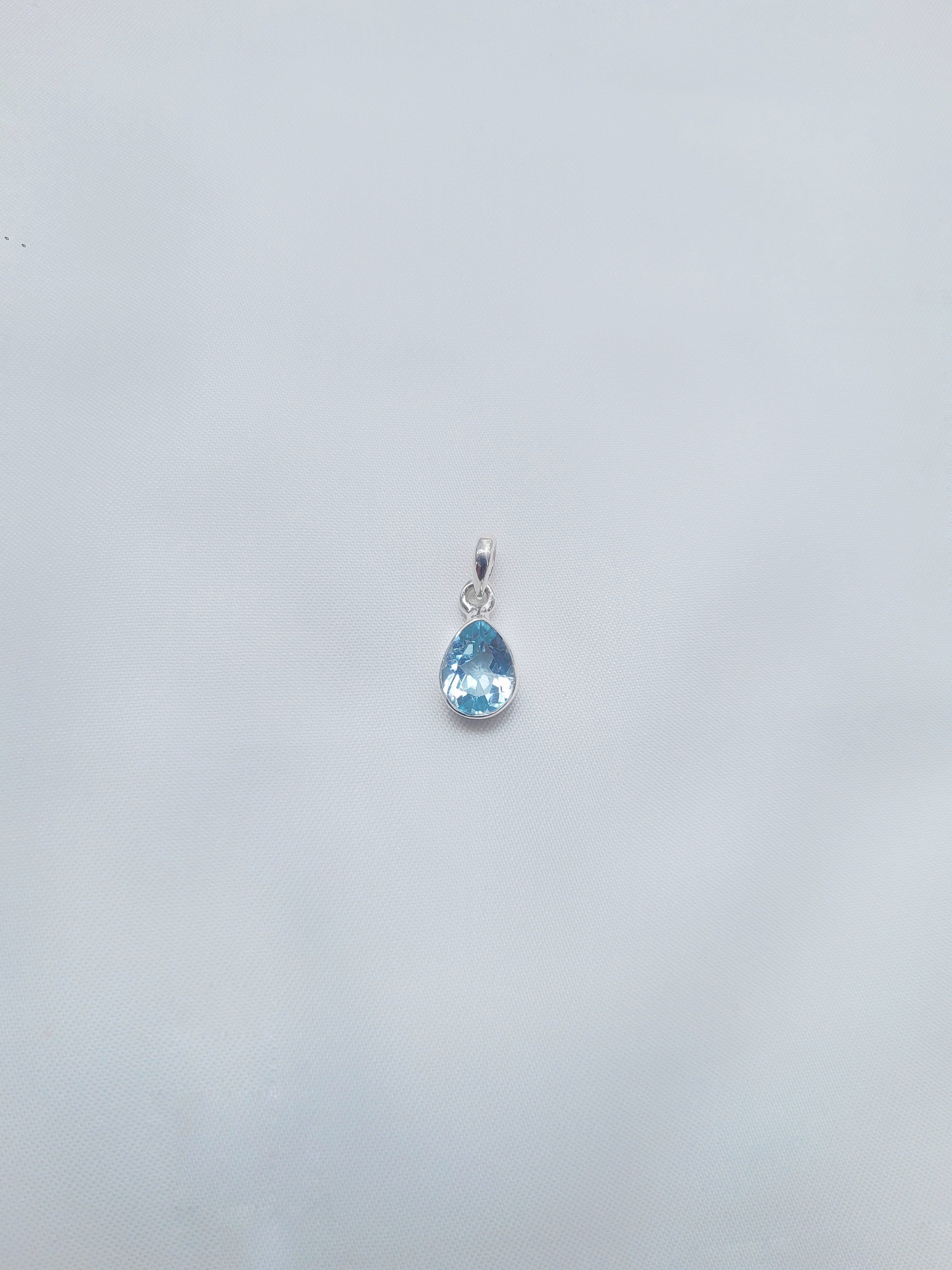Teardrop Blue Topaz 92.5 Silver Pendant (Without Chain)