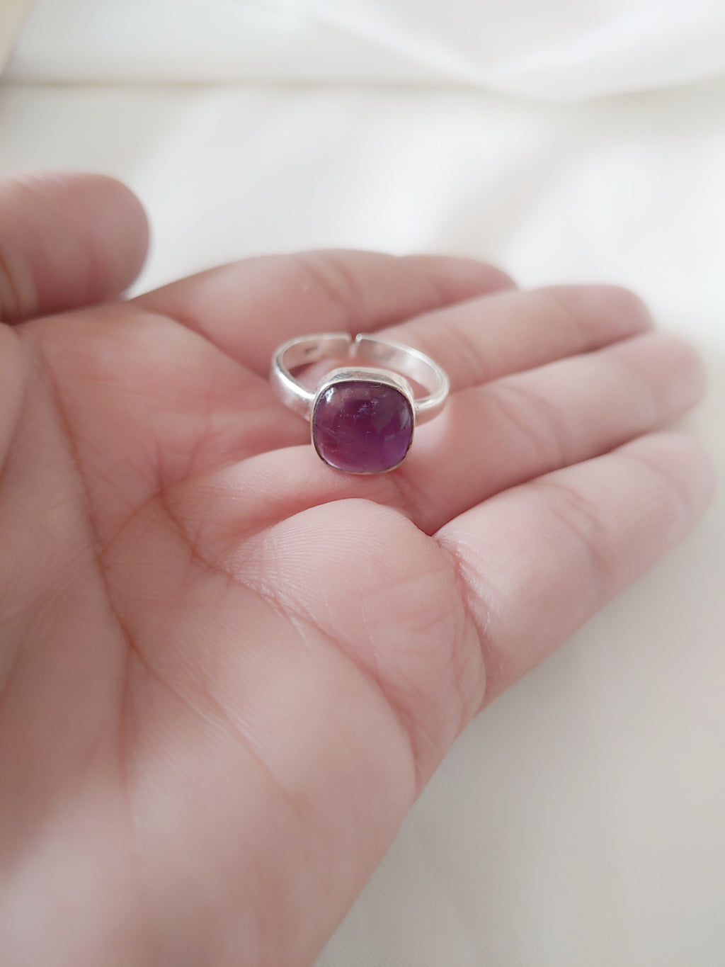 Neelima Amethyst Stone 92.5 Silver Adjustable Ring