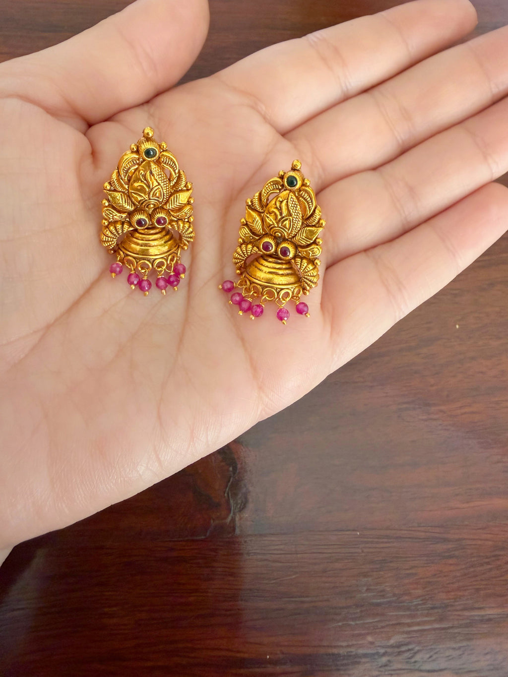 Shrivalli Jhumki - 925 Silver Gold Plated Temple Earrings