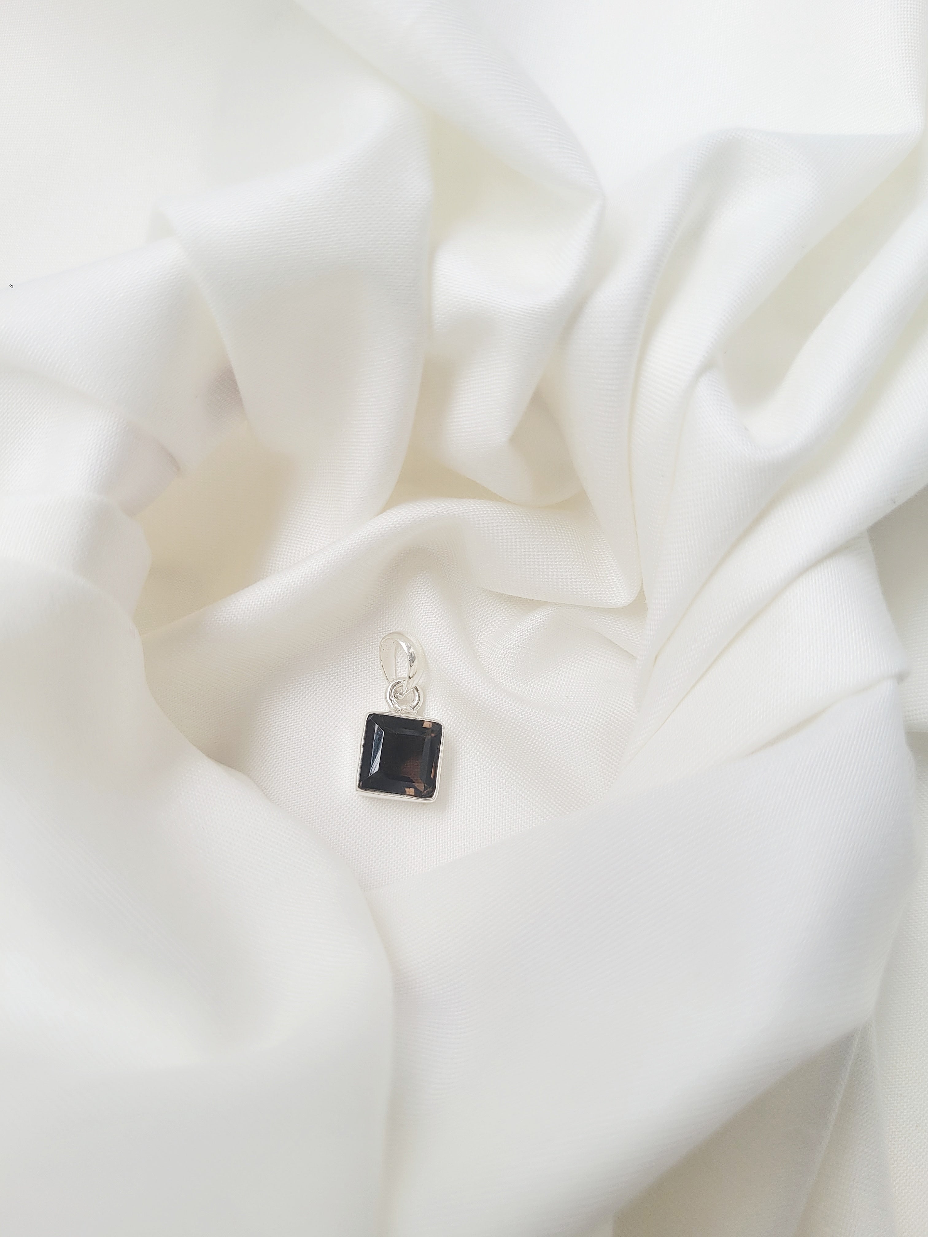 Smokey Square Elegance 92.5 Silver Pendant (Without Chain)