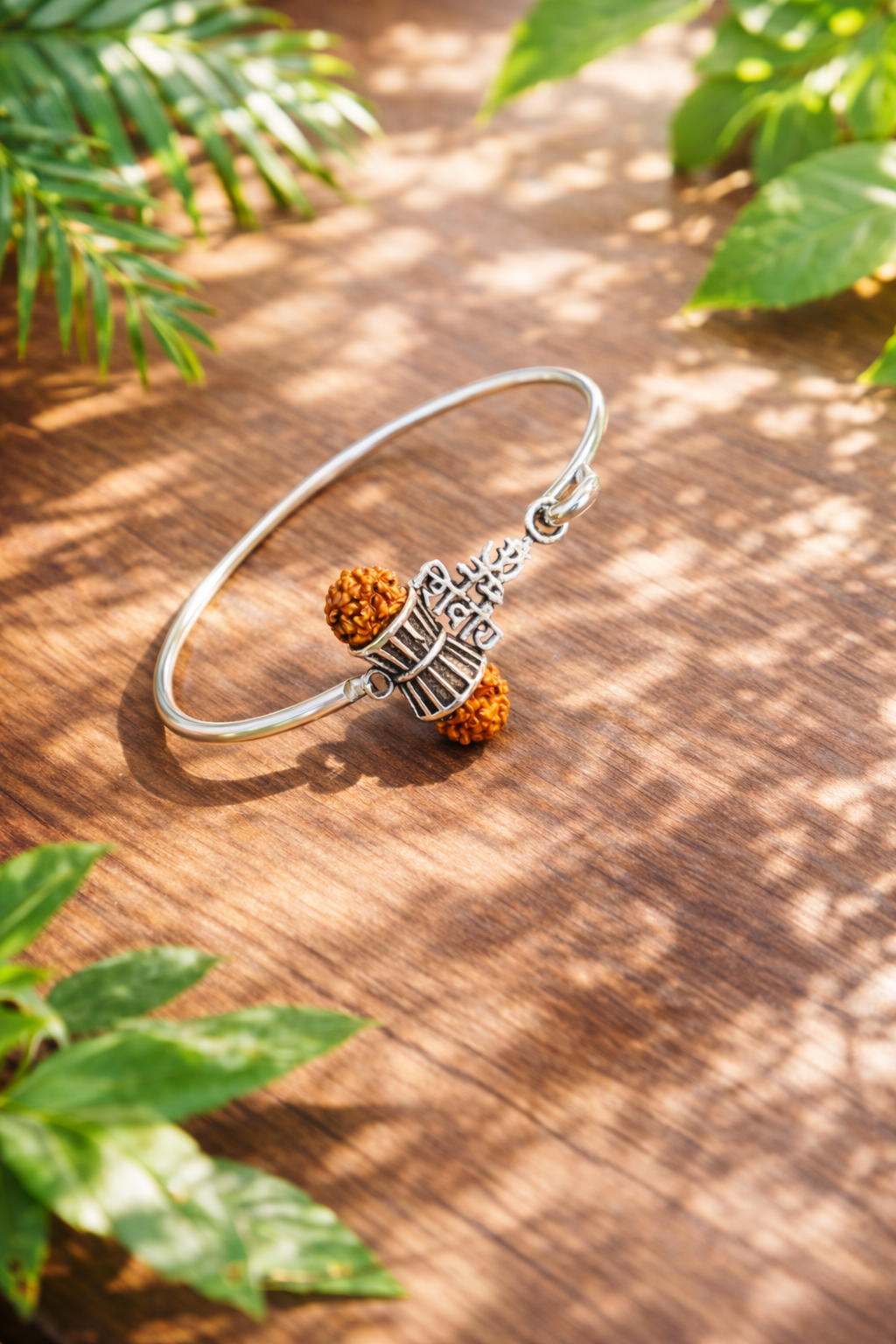 Rudratva Harmony Rudraksha - Shiva 925 Silver Handcrafted Openable Bracelet