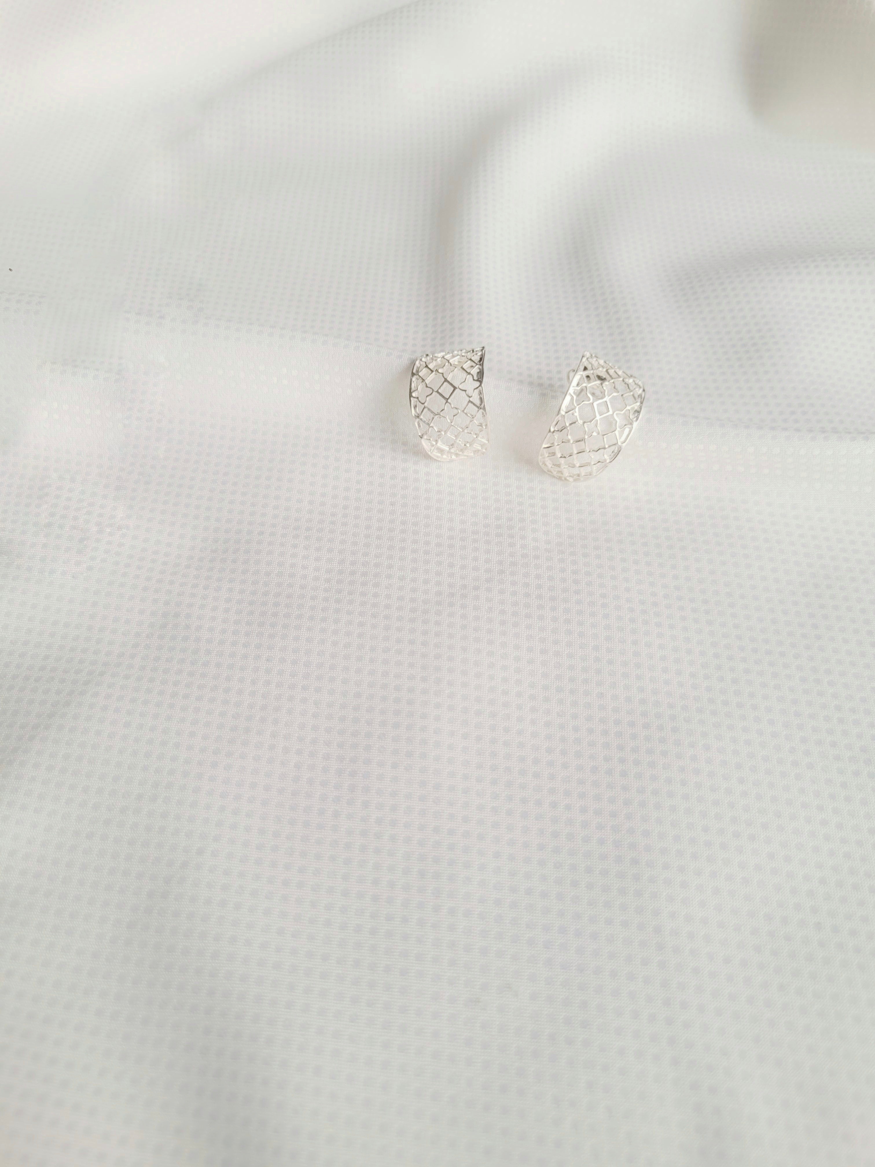 Mesh Mirage 92.5 Silver drops Studs - Handcrafted