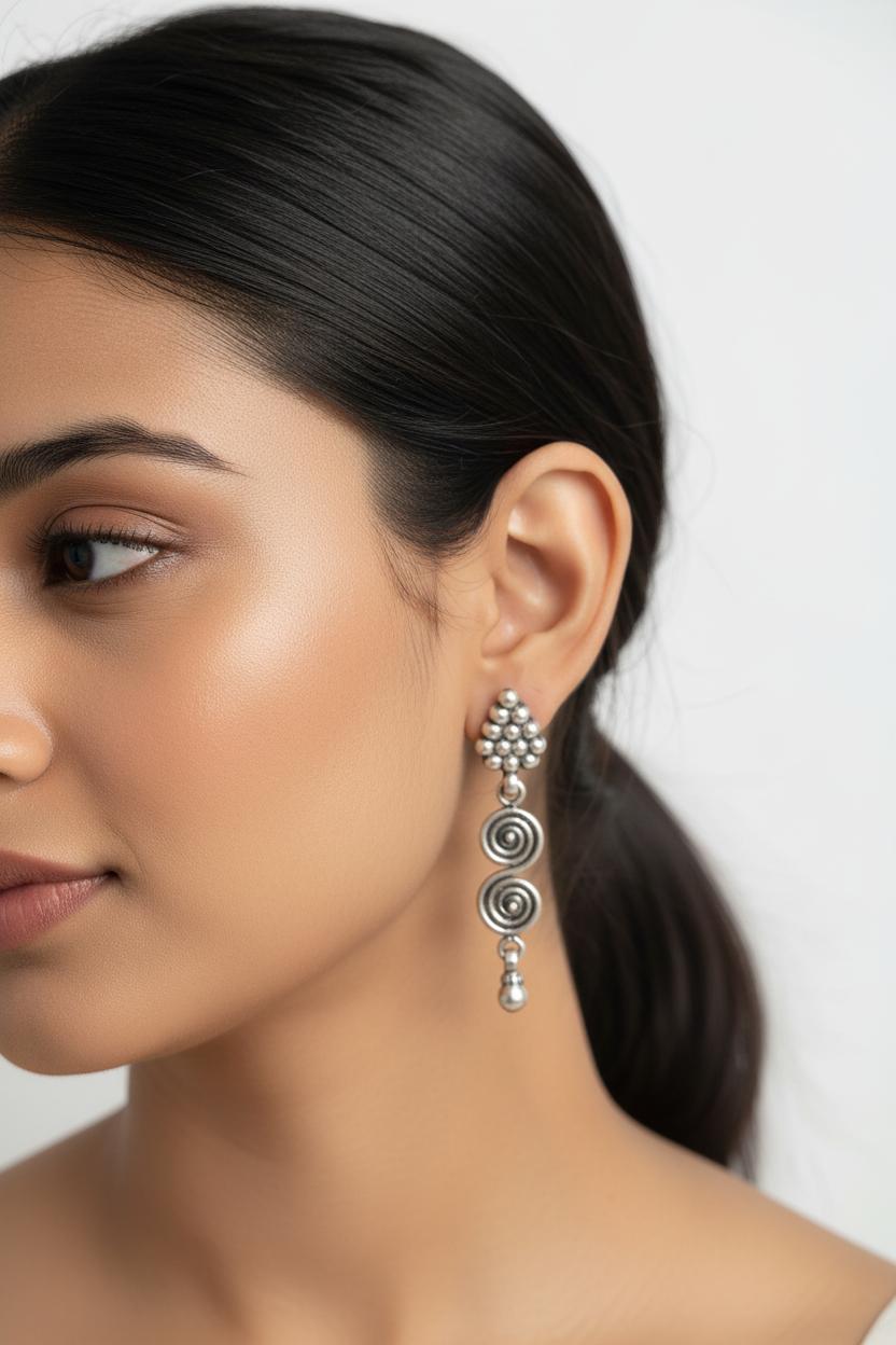 Spiral Dome 925 Silver Earrings - Handcrafted