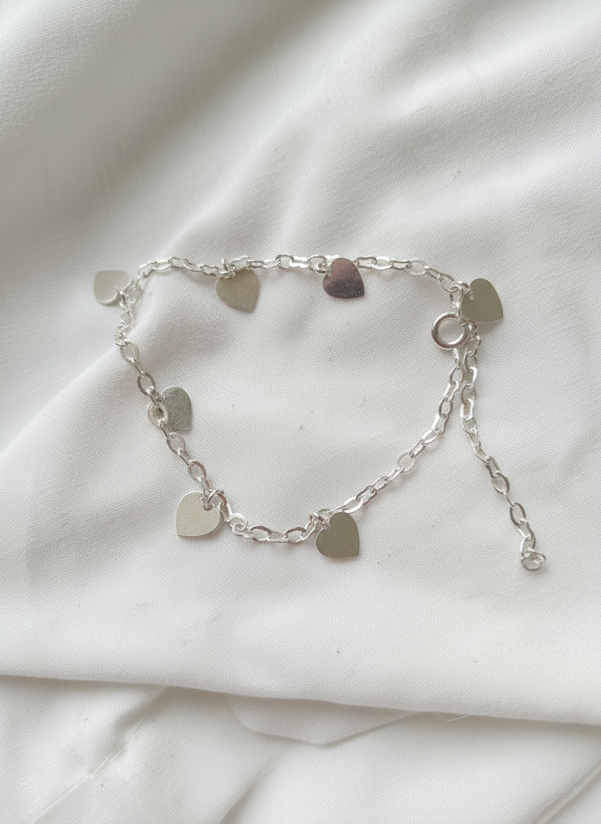 Sagarika – Heart Charm Bracelet 92.5 Silver