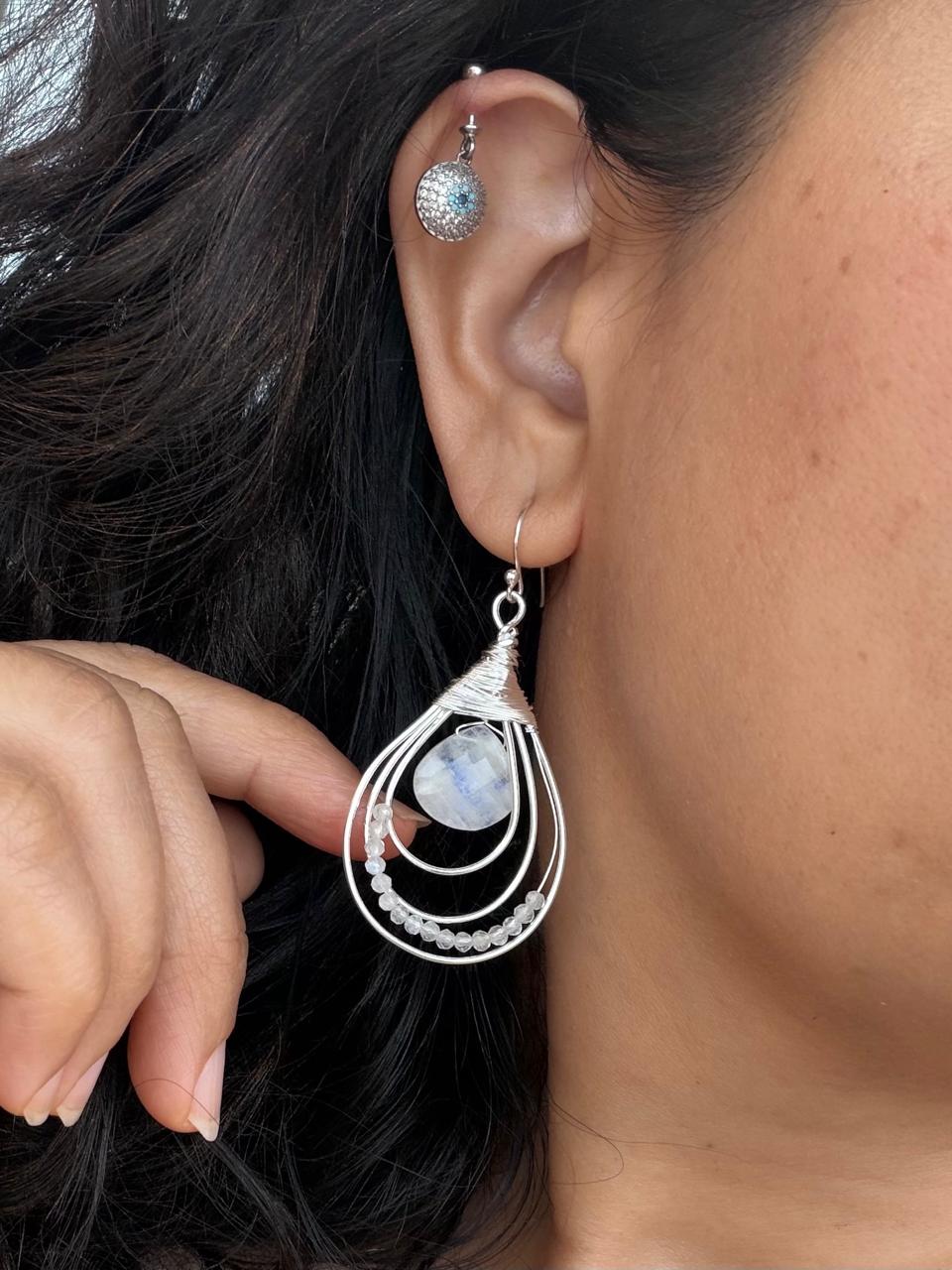 Mystic Hoops Silver Hanging Earrings 925 Silver