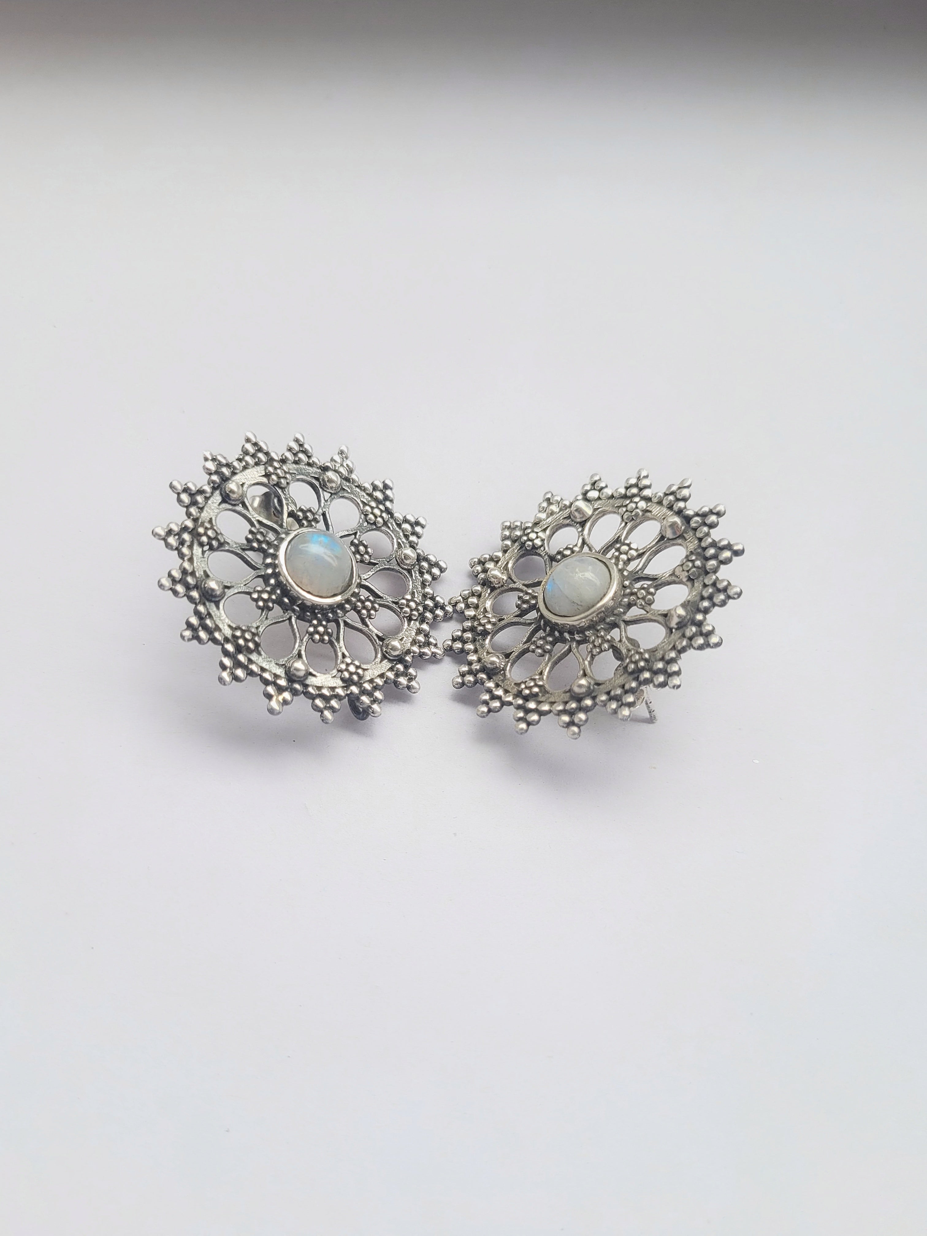 Surangana 92.5 Silver Statement Studs - Handcrafted