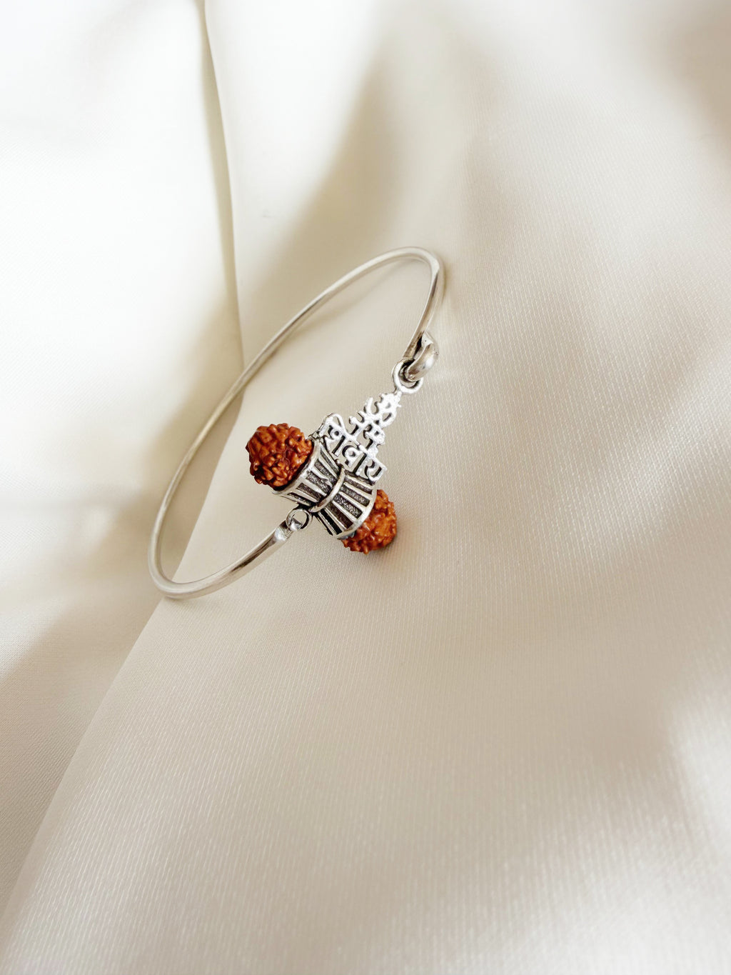 Rudratva Harmony Rudraksha - Shiva 925 Silver Handcrafted Openable Bracelet